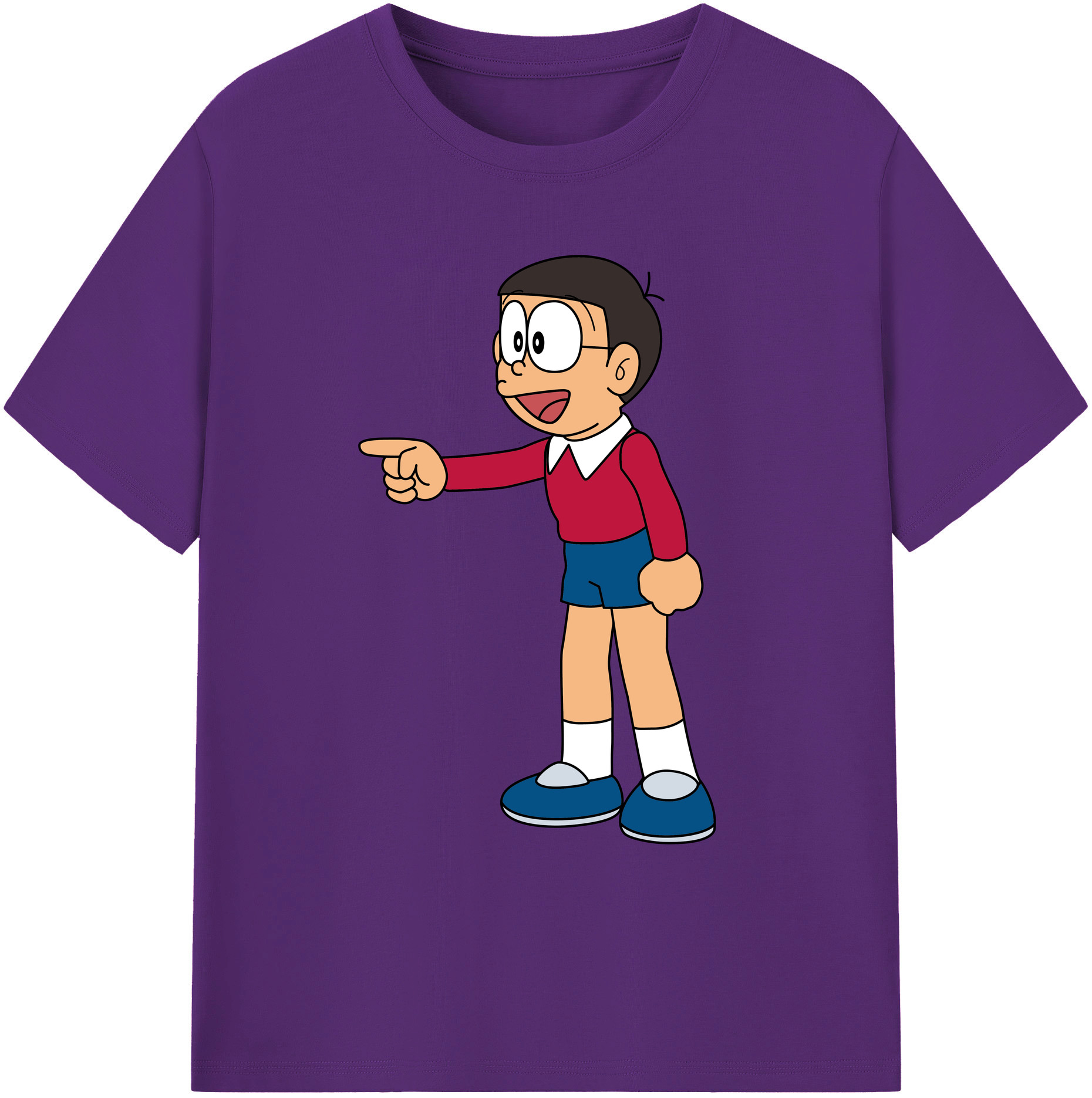 （画像用） ドラえもん 野比 のび太 Doraemon Nobita Nobi 綿100％ メンズ半袖Tシャツ｜肌触りやわらか＆通気性