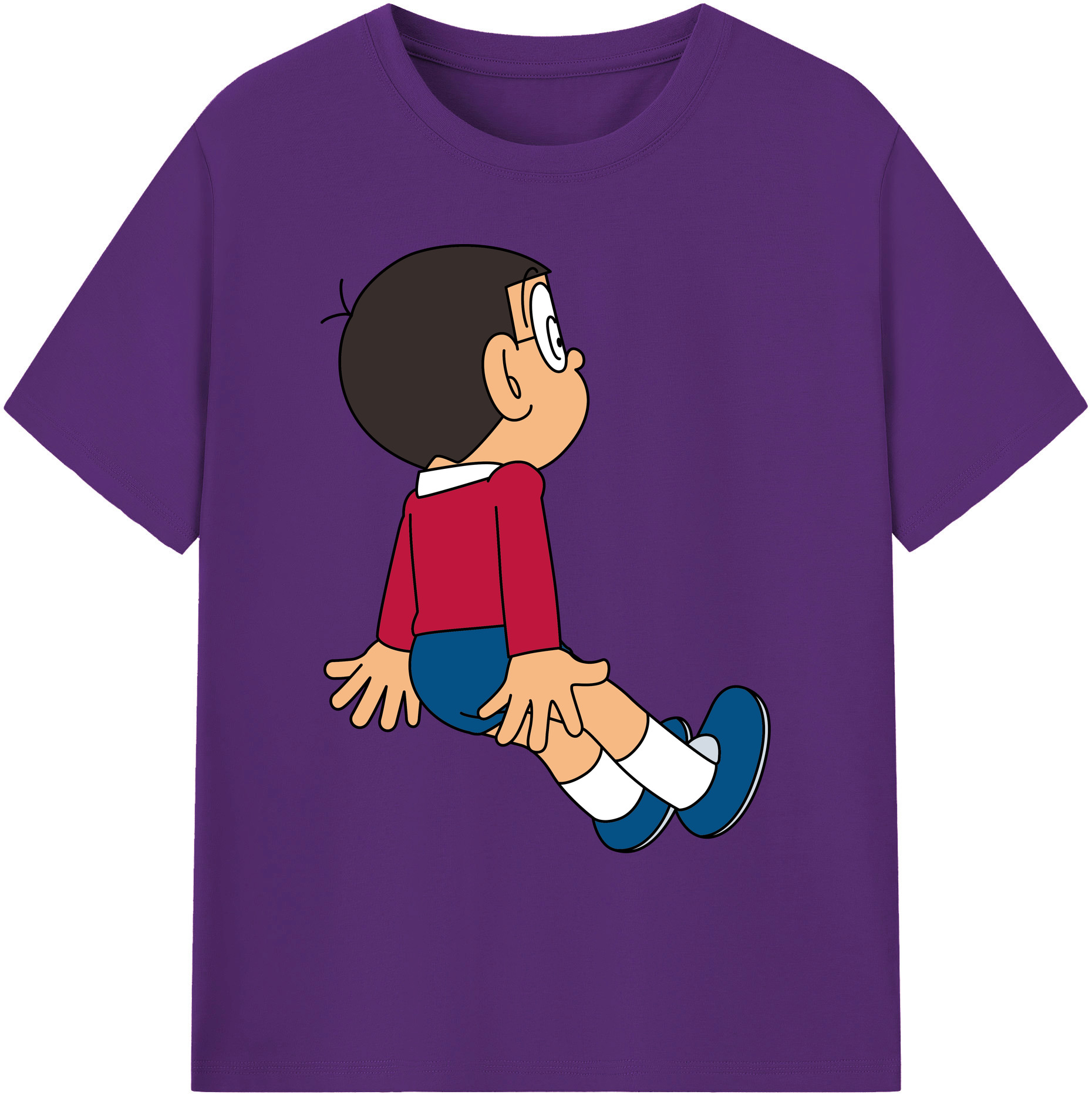 （画像用） ドラえもん 野比 のび太 Doraemon Nobita Nobi 綿100％ メンズ半袖Tシャツ｜肌触りやわらか＆通気性
