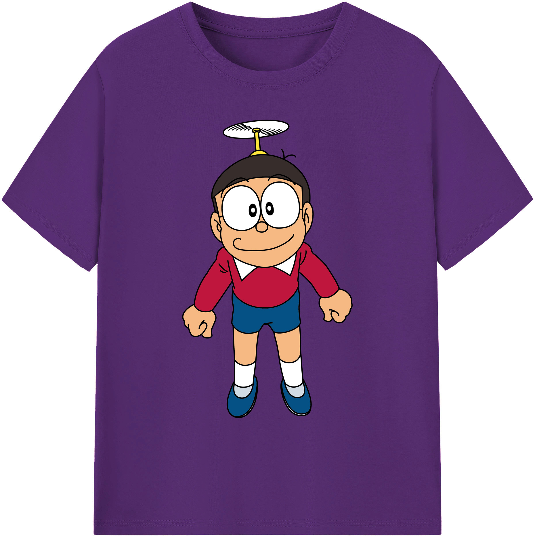 （画像用） ドラえもん 野比 のび太 Doraemon Nobita Nobi 綿100％ メンズ半袖Tシャツ｜肌触りやわらか＆通気性