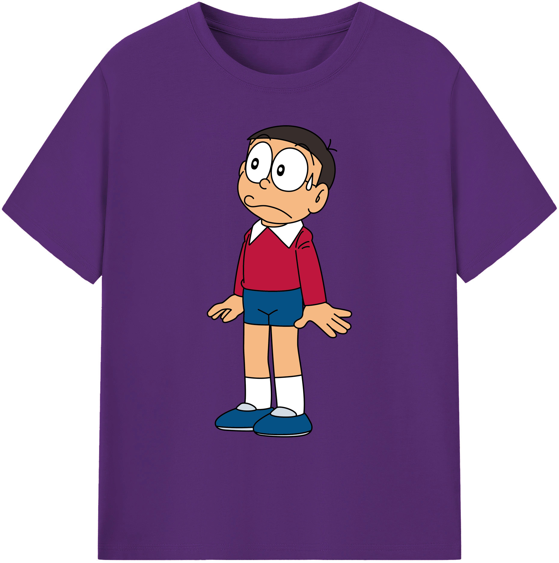 （画像用） ドラえもん 野比 のび太 Doraemon Nobita Nobi 綿100％ メンズ半袖Tシャツ｜肌触りやわらか＆通気性