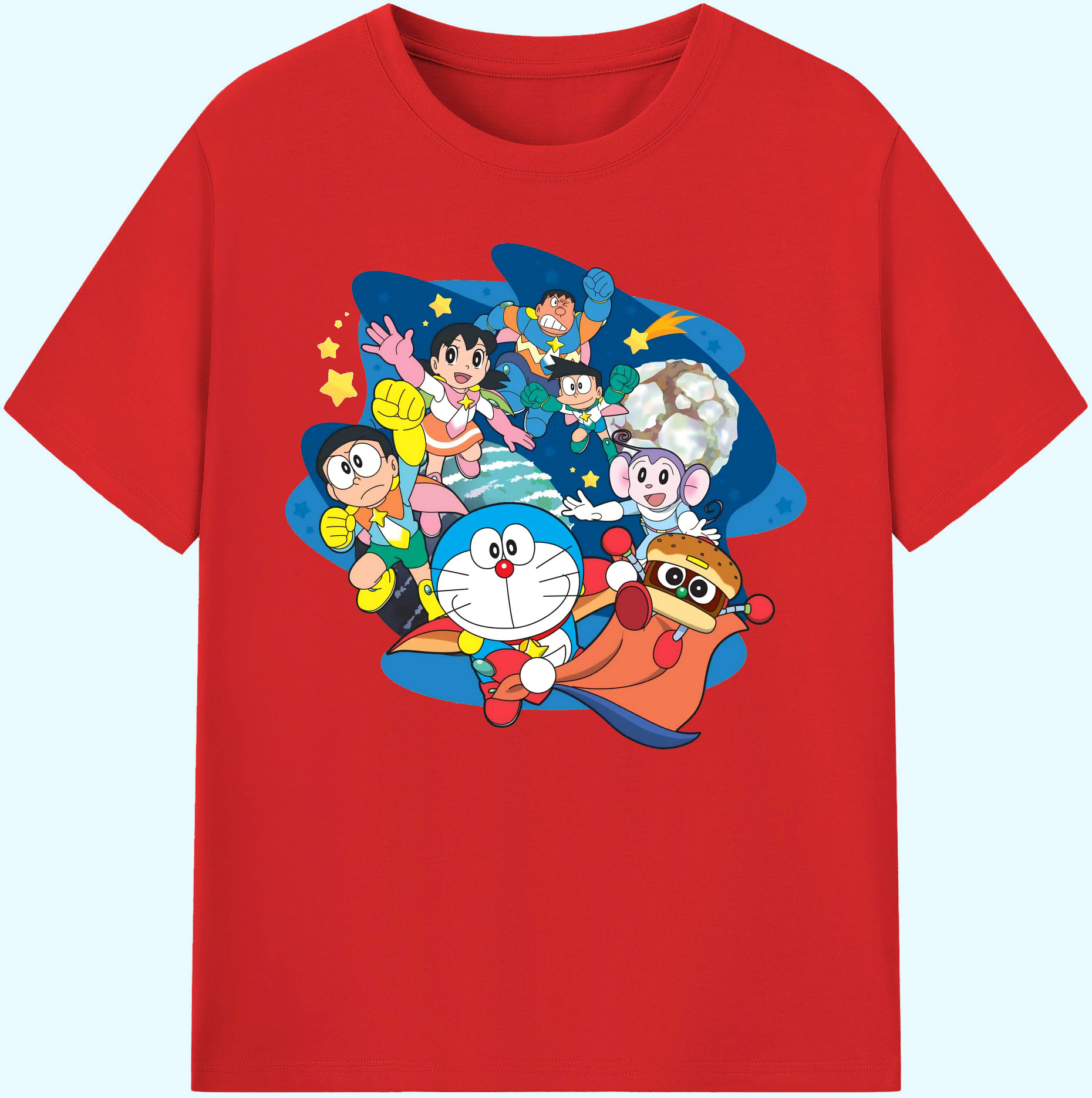 （画像用） ドラえもん Doraemon 綿100％ メンズ半袖Tシャツ｜肌触りやわらか＆通気性