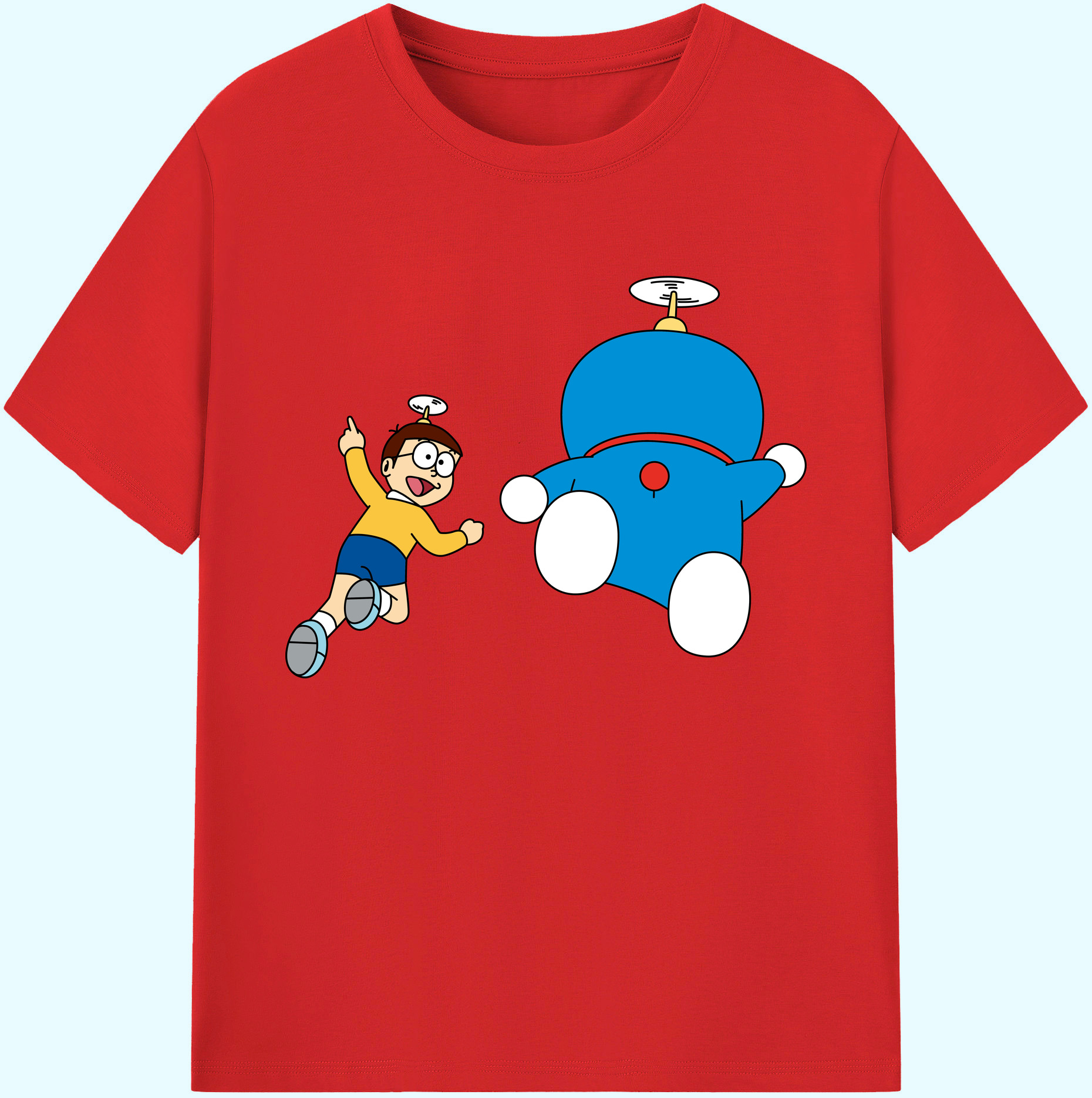 （画像用） ドラえもん 野比 のび太 Doraemon Nobita Nobi 綿100％ メンズ半袖Tシャツ｜肌触りやわらか＆通気性