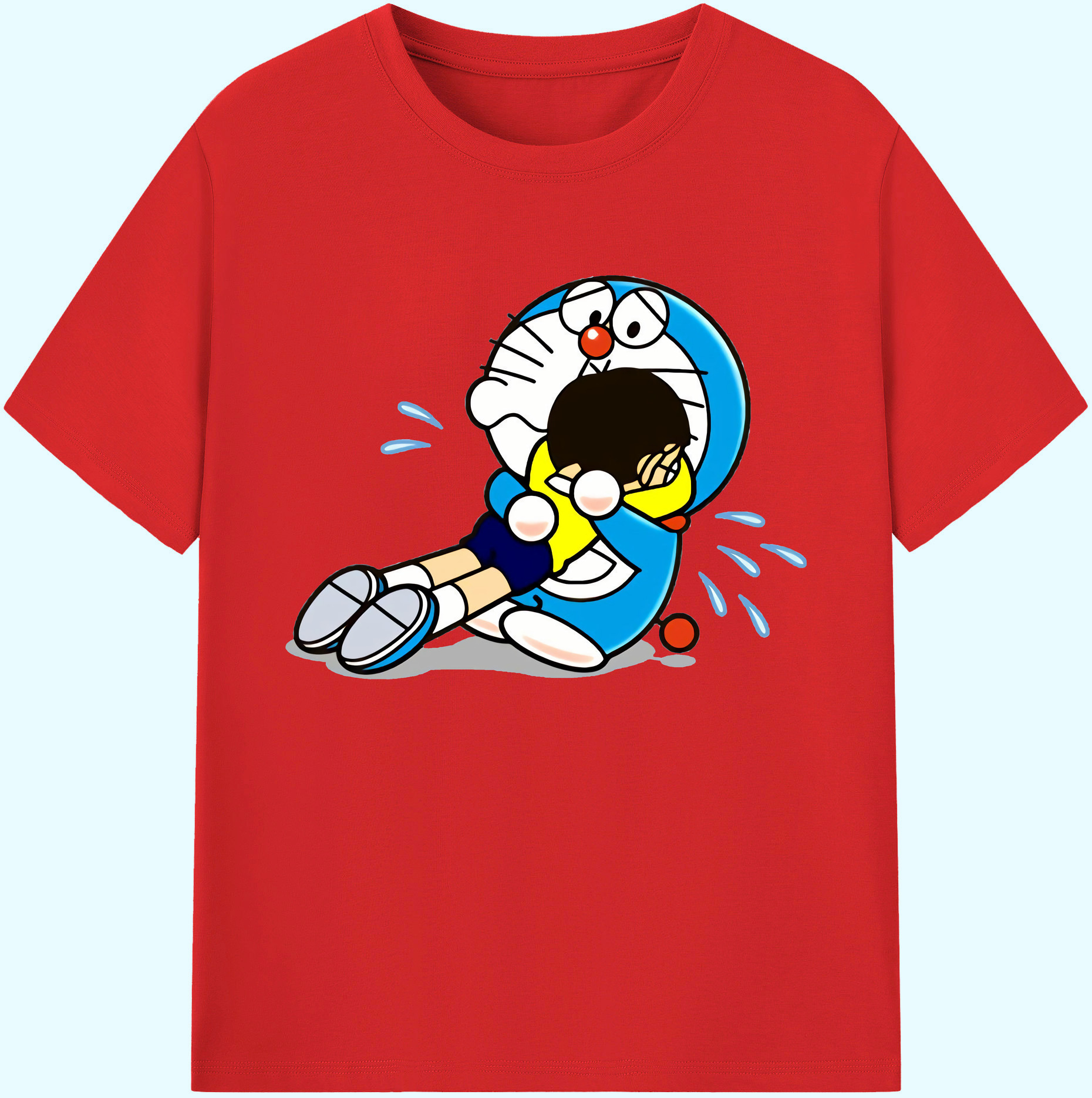 （画像用） ドラえもん Doraemon 綿100％ メンズ半袖Tシャツ｜肌触りやわらか＆通気性