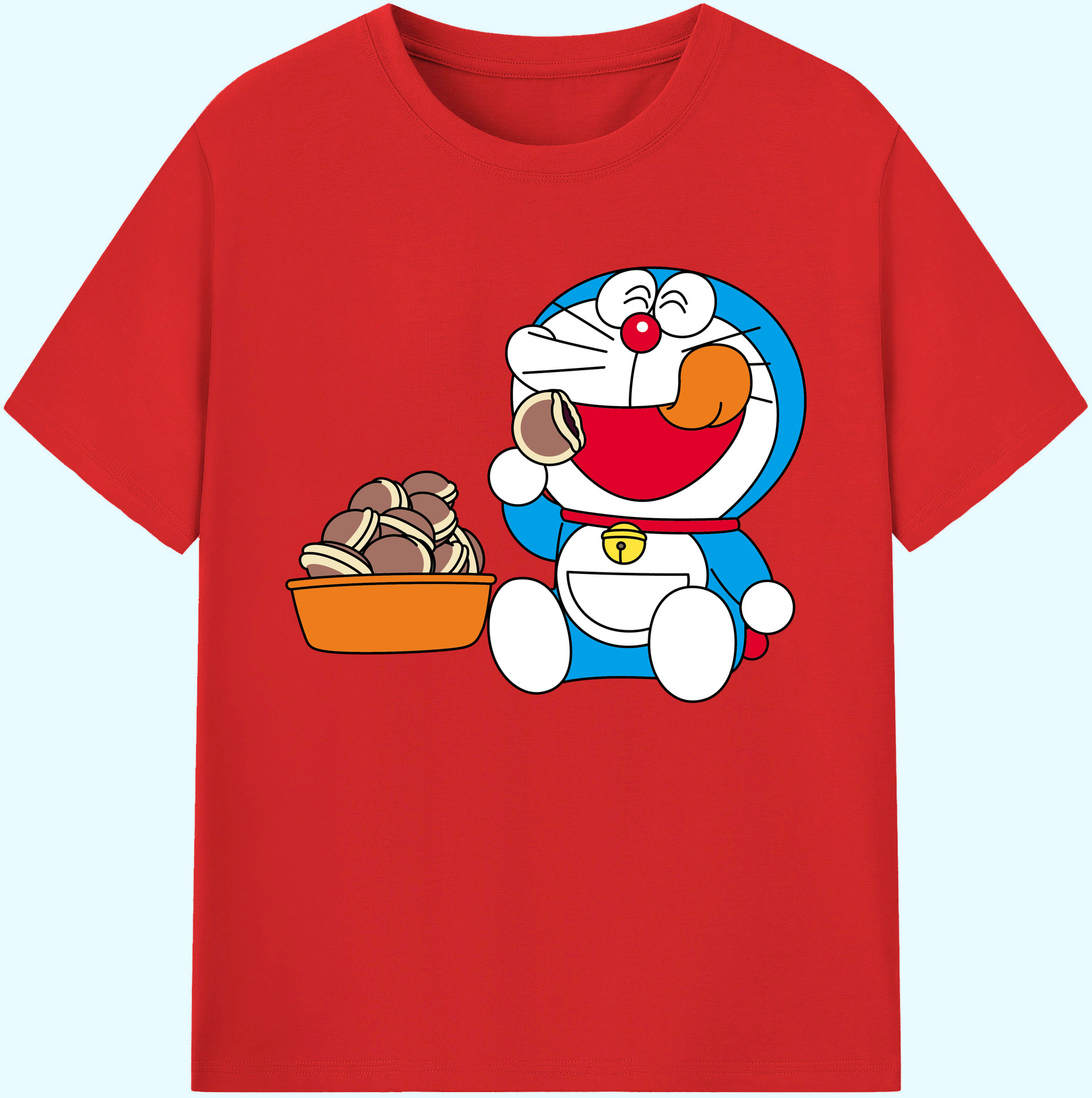 （画像用） ドラえもん Doraemon 綿100％ メンズ半袖Tシャツ｜肌触りやわらか＆通気性