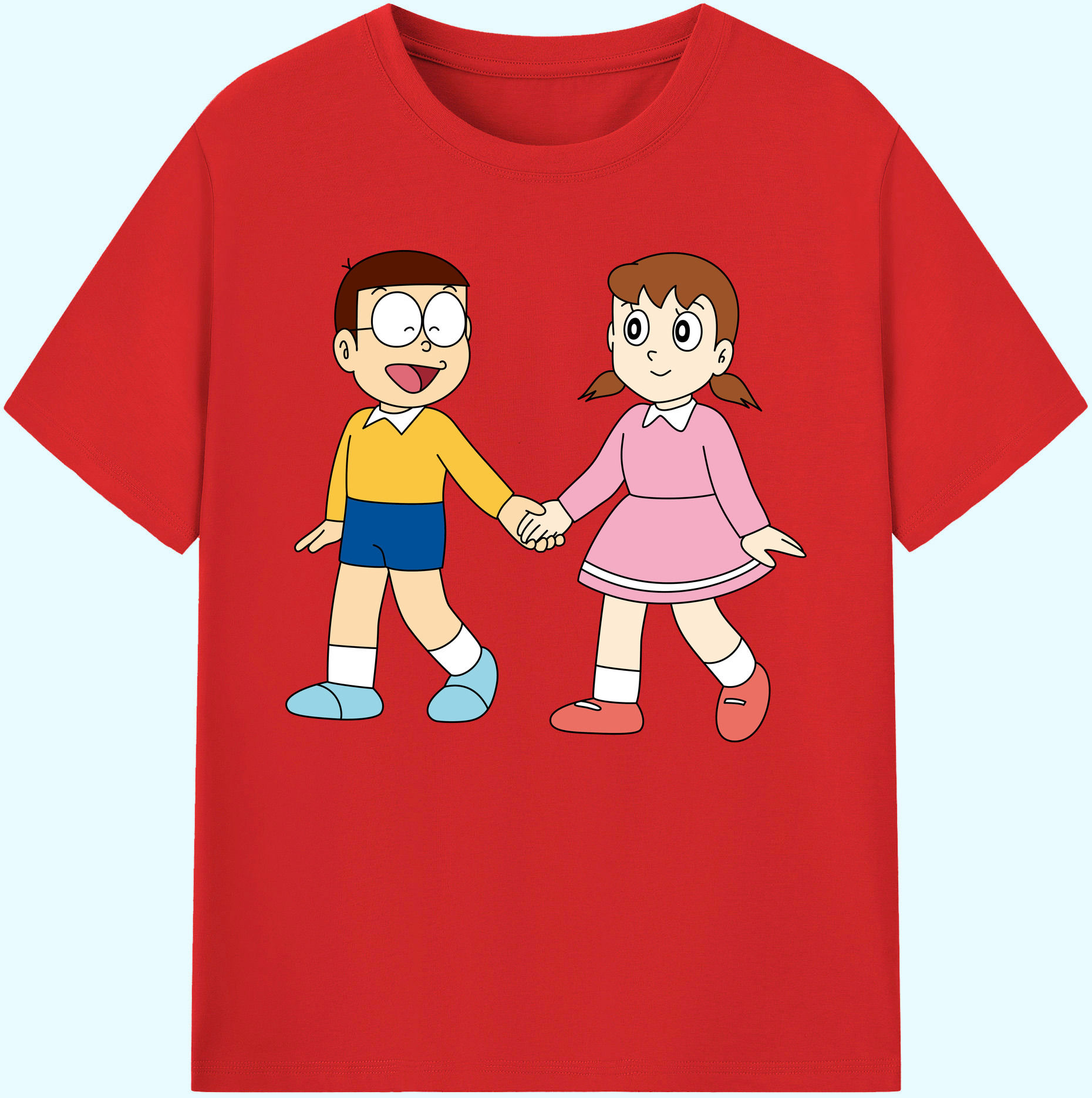 （画像用） ドラえもん 野比 のび太 Doraemon Nobita Nobi 綿100％ メンズ半袖Tシャツ｜肌触りやわらか＆通気性