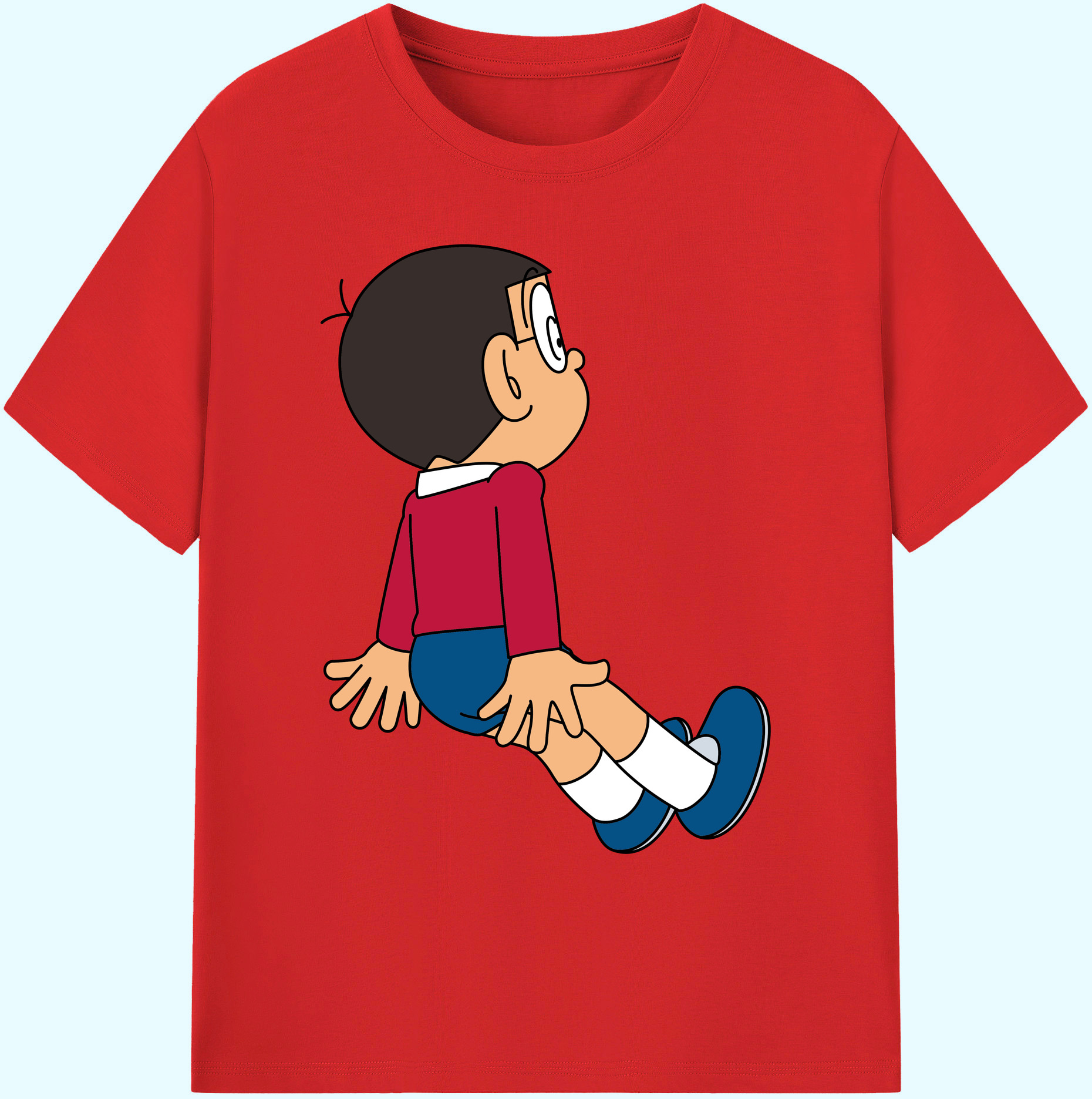 （画像用） ドラえもん 野比 のび太 Doraemon Nobita Nobi 綿100％ メンズ半袖Tシャツ｜肌触りやわらか＆通気性