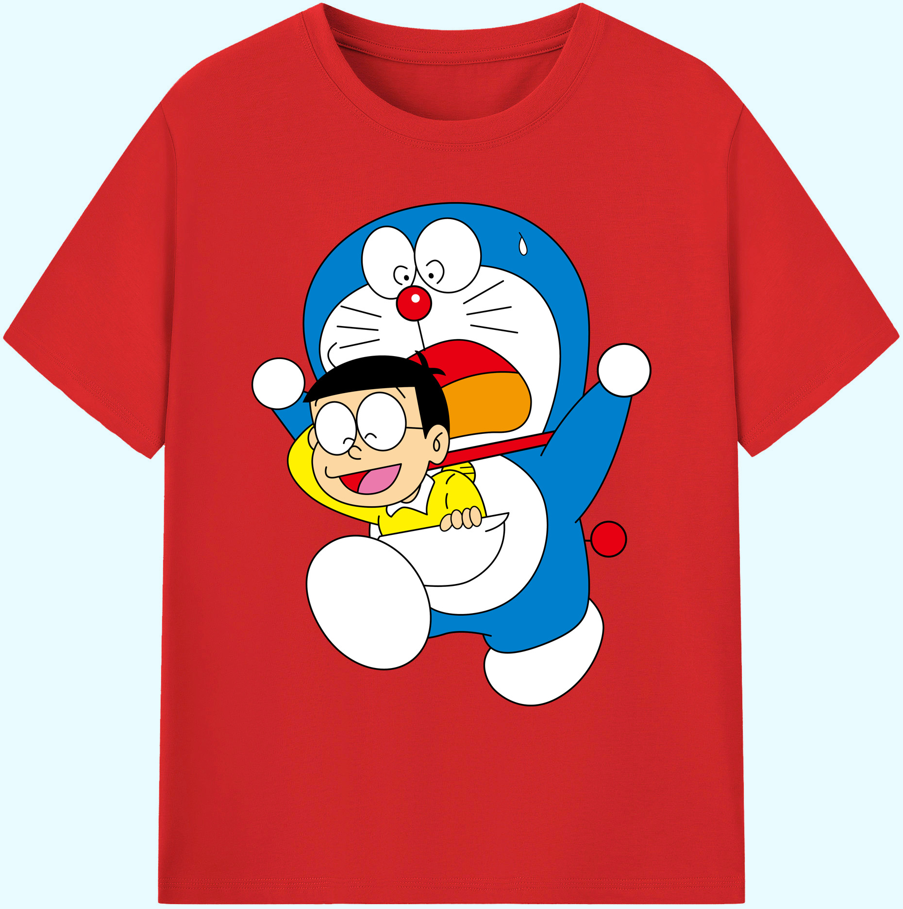 （画像用） ドラえもん Doraemon 綿100％ メンズ半袖Tシャツ｜肌触りやわらか＆通気性