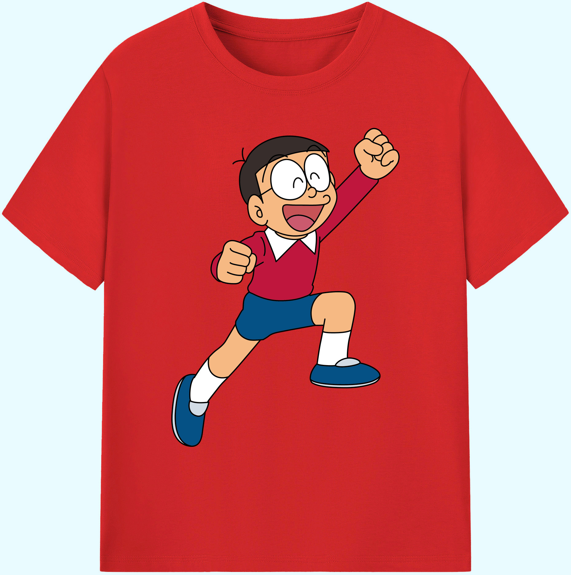 （画像用） ドラえもん 野比 のび太 Doraemon Nobita Nobi 綿100％ メンズ半袖Tシャツ｜肌触りやわらか＆通気性