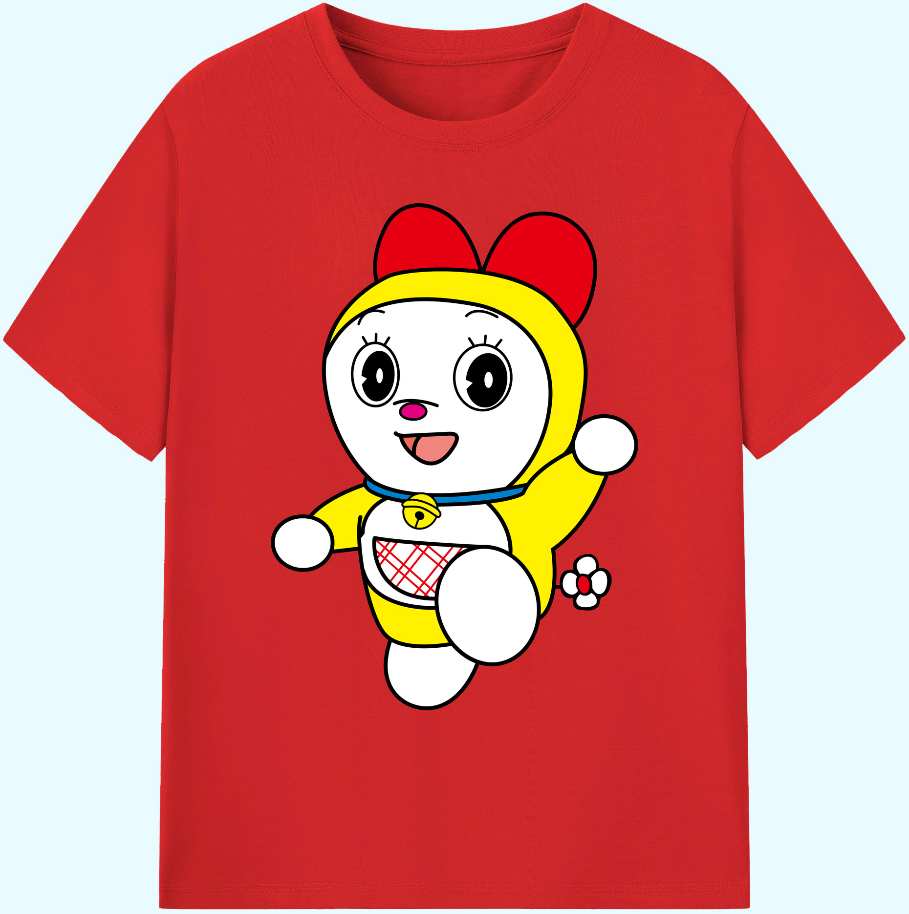 （画像用） ドラえもん ドラミ Doraemon Dorami 綿100％ メンズ半袖Tシャツ｜肌触りやわらか＆通気性