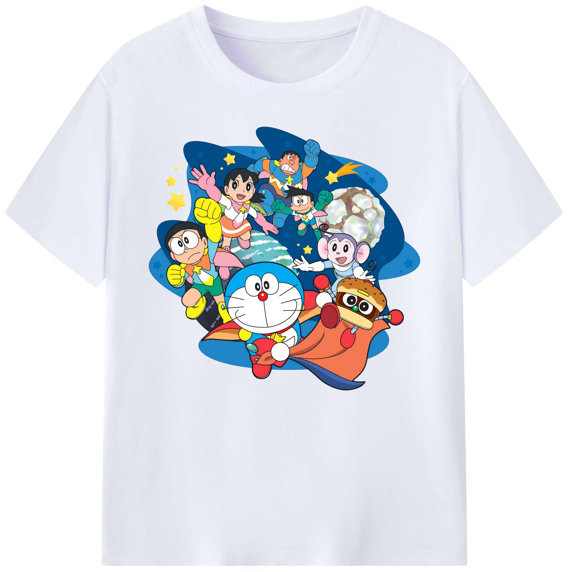 （画像用） ドラえもん Doraemon 綿100％ メンズ半袖Tシャツ｜肌触りやわらか＆通気性