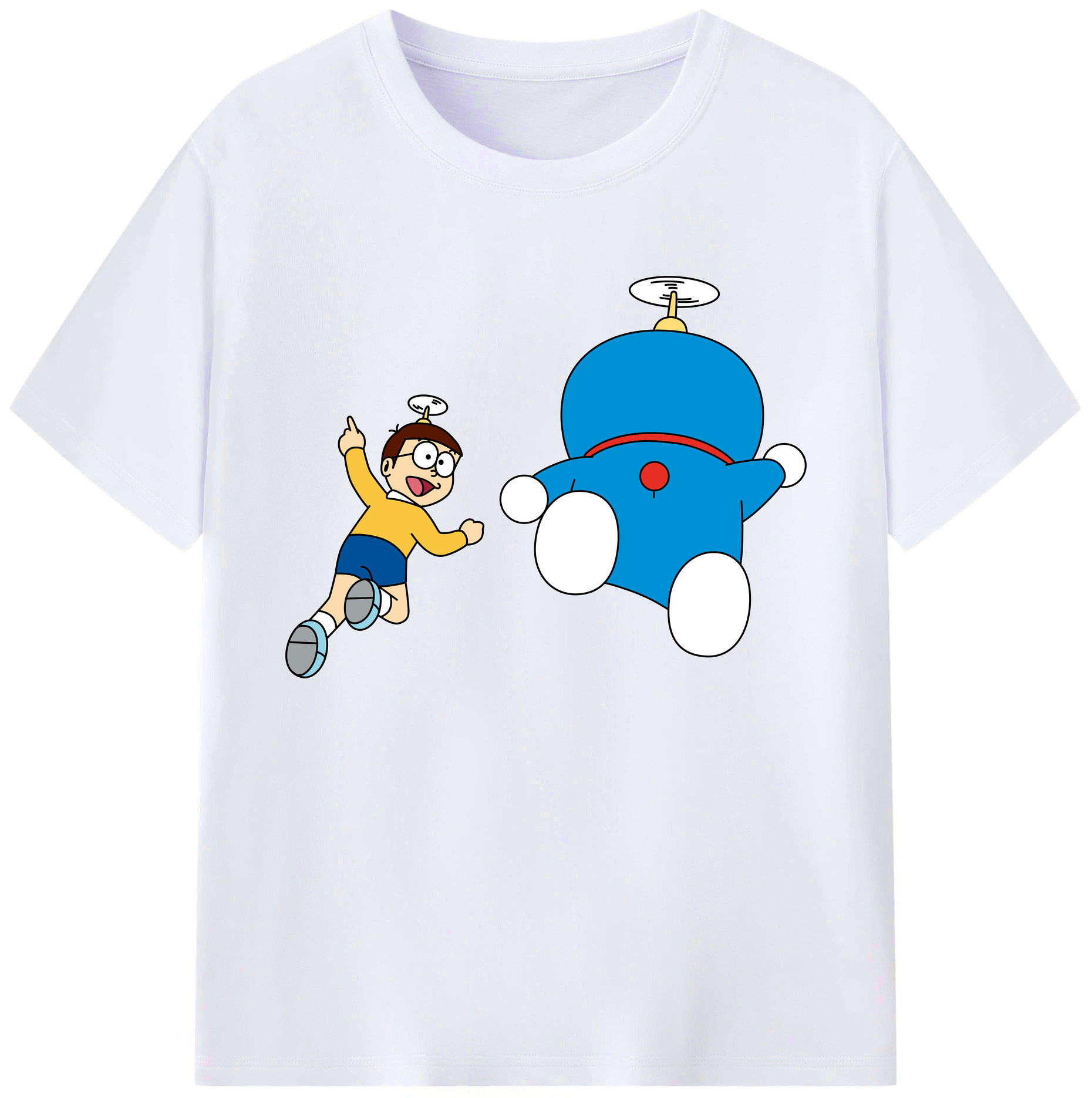 （画像用） ドラえもん 野比 のび太 Doraemon Nobita Nobi 綿100％ メンズ半袖Tシャツ｜肌触りやわらか＆通気性