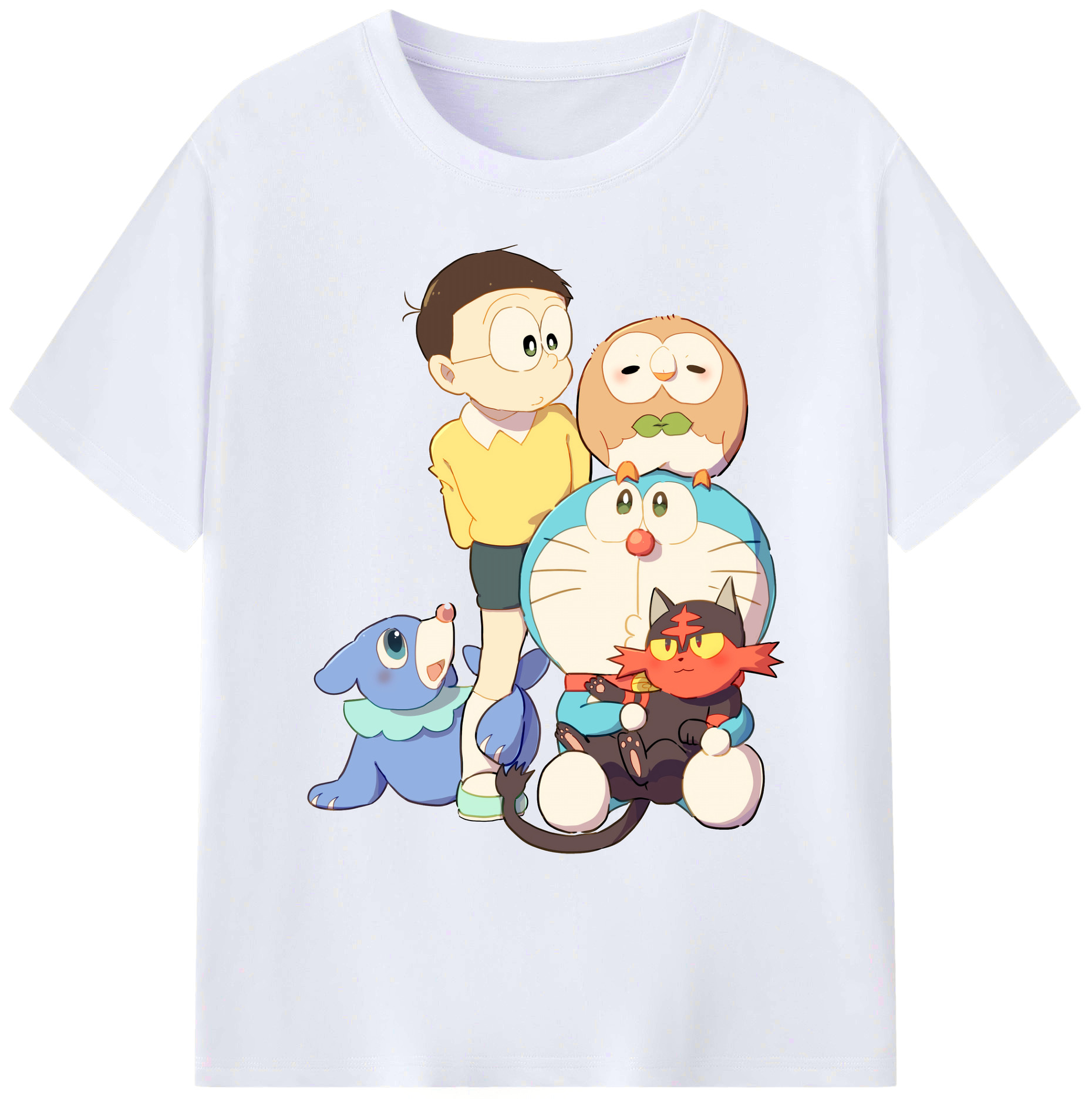 （画像用） ドラえもん Doraemon 綿100％ メンズ半袖Tシャツ｜肌触りやわらか＆通気性