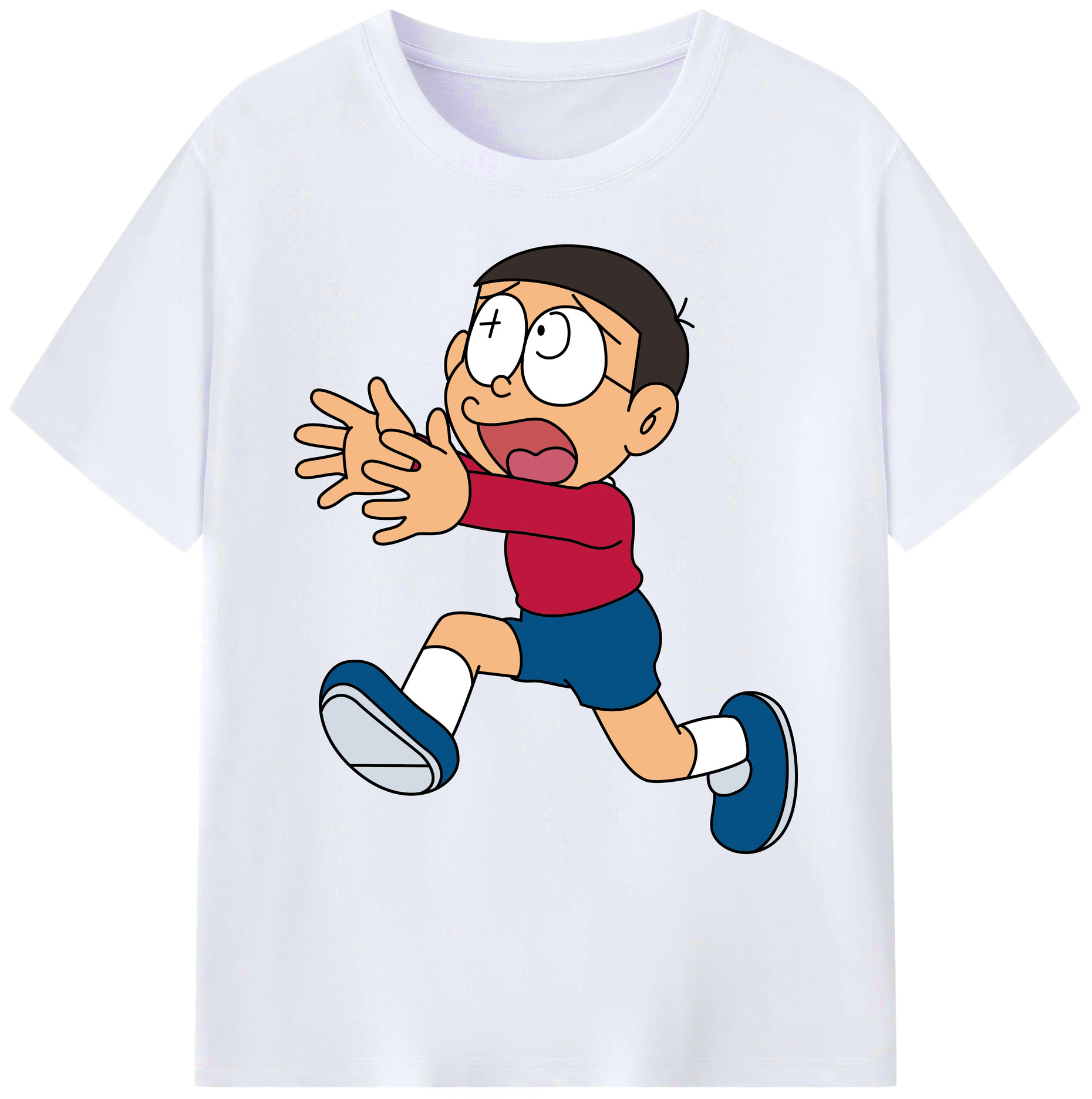 （画像用） ドラえもん 野比 のび太 Doraemon Nobita Nobi 綿100％ メンズ半袖Tシャツ｜肌触りやわらか＆通気性