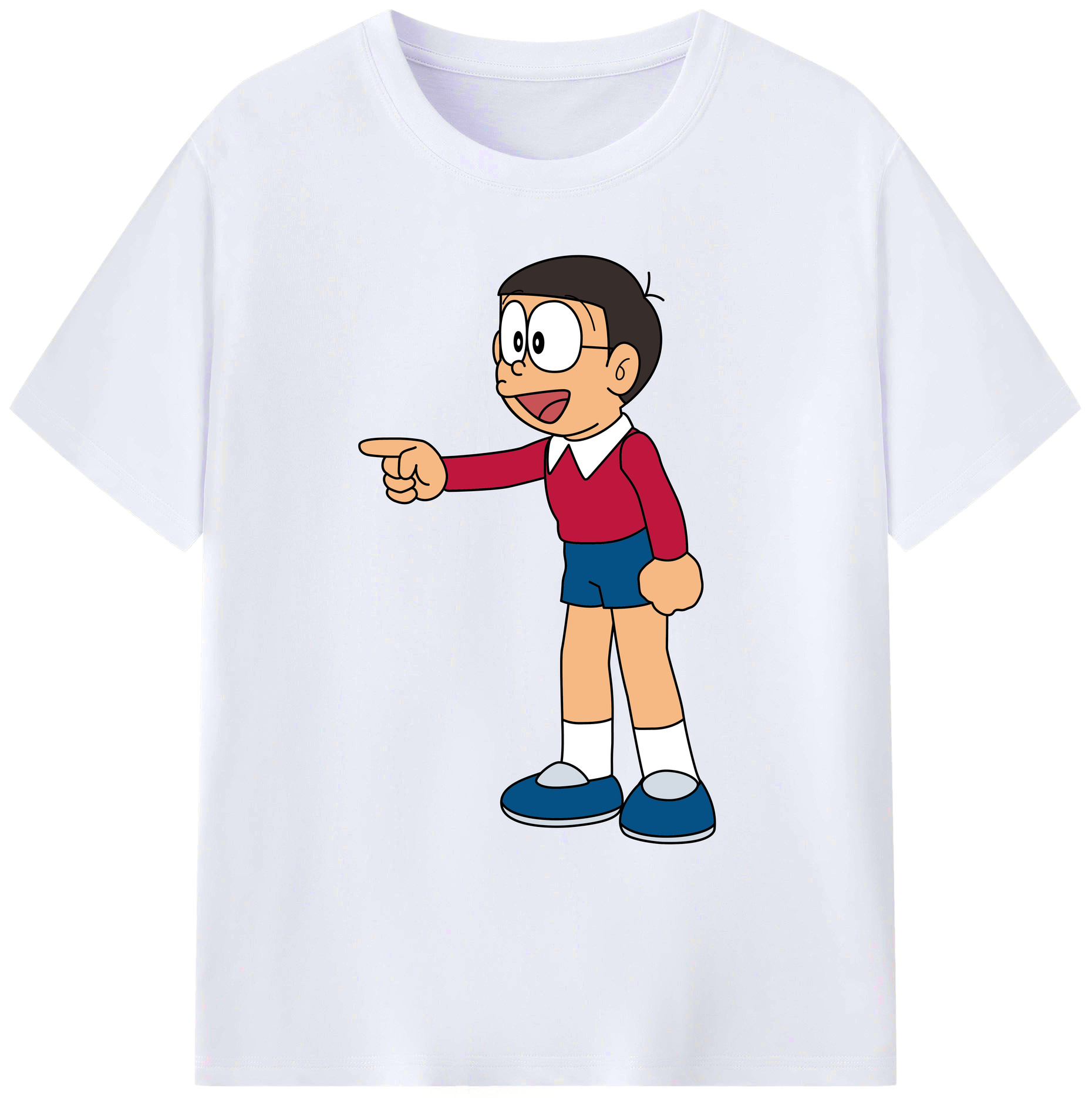 （画像用） ドラえもん 野比 のび太 Doraemon Nobita Nobi 綿100％ メンズ半袖Tシャツ｜肌触りやわらか＆通気性