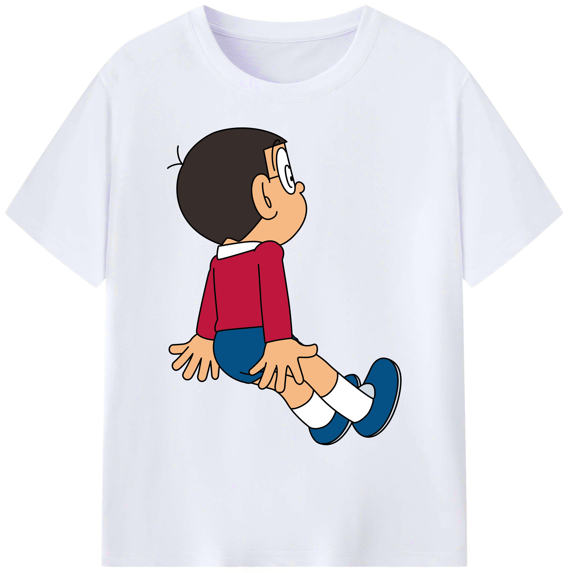 （画像用） ドラえもん 野比 のび太 Doraemon Nobita Nobi 綿100％ メンズ半袖Tシャツ｜肌触りやわらか＆通気性