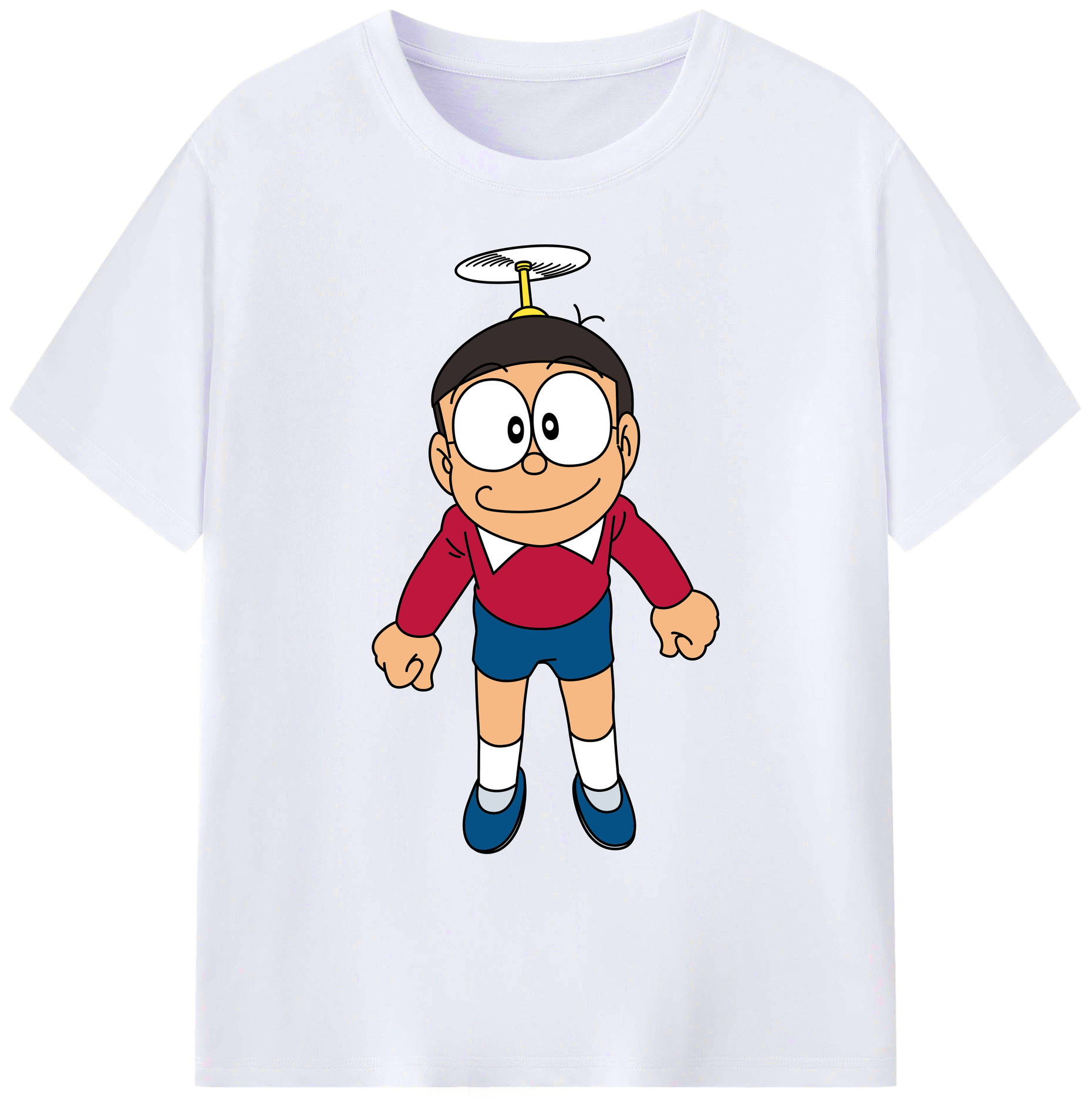 （画像用） ドラえもん 野比 のび太 Doraemon Nobita Nobi 綿100％ メンズ半袖Tシャツ｜肌触りやわらか＆通気性