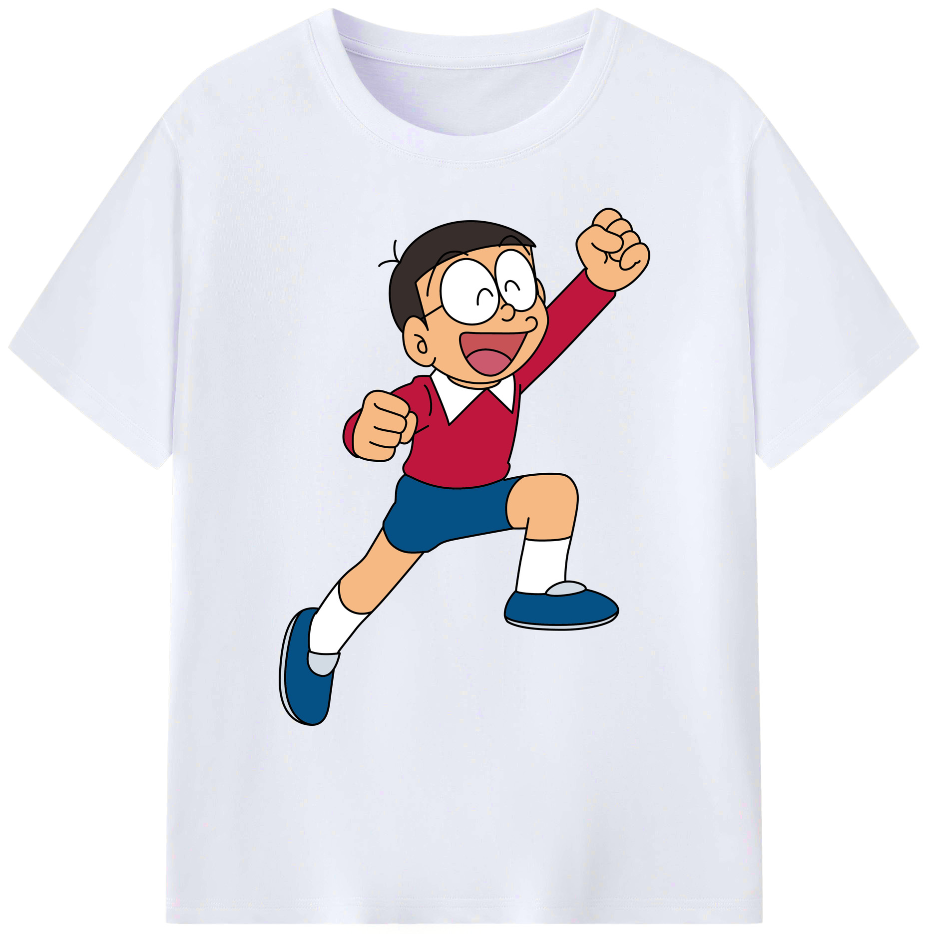 （画像用） ドラえもん 野比 のび太 Doraemon Nobita Nobi 綿100％ メンズ半袖Tシャツ｜肌触りやわらか＆通気性
