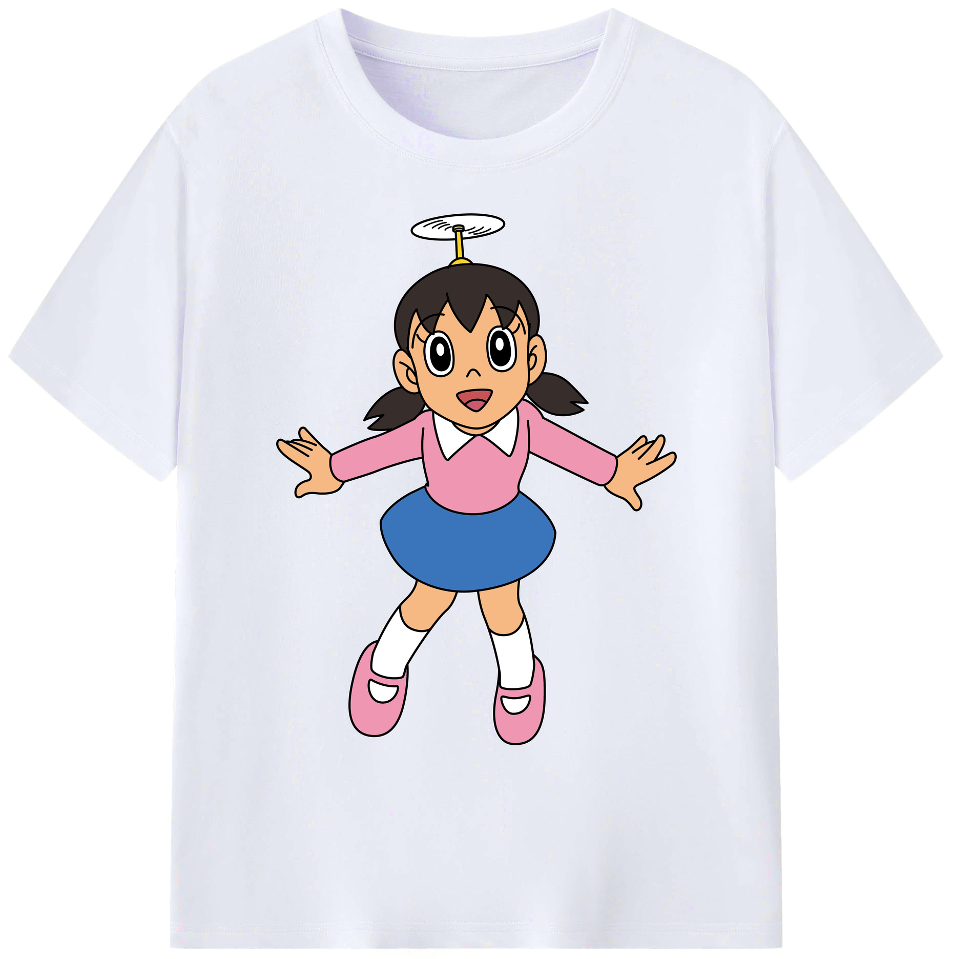 （画像用） ドラえもん みなもと しずか Doraemon Shizuka Minamoto 綿100％ メンズ半袖Tシャツ｜肌触りやわらか＆通気性