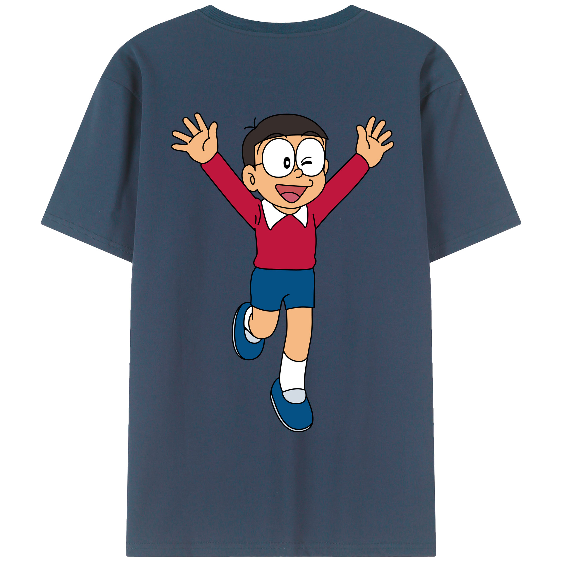 （画像用） ドラえもん 野比 のび太 Doraemon Nobita Nobi レディース半袖Tシャツ(バックプリント)
