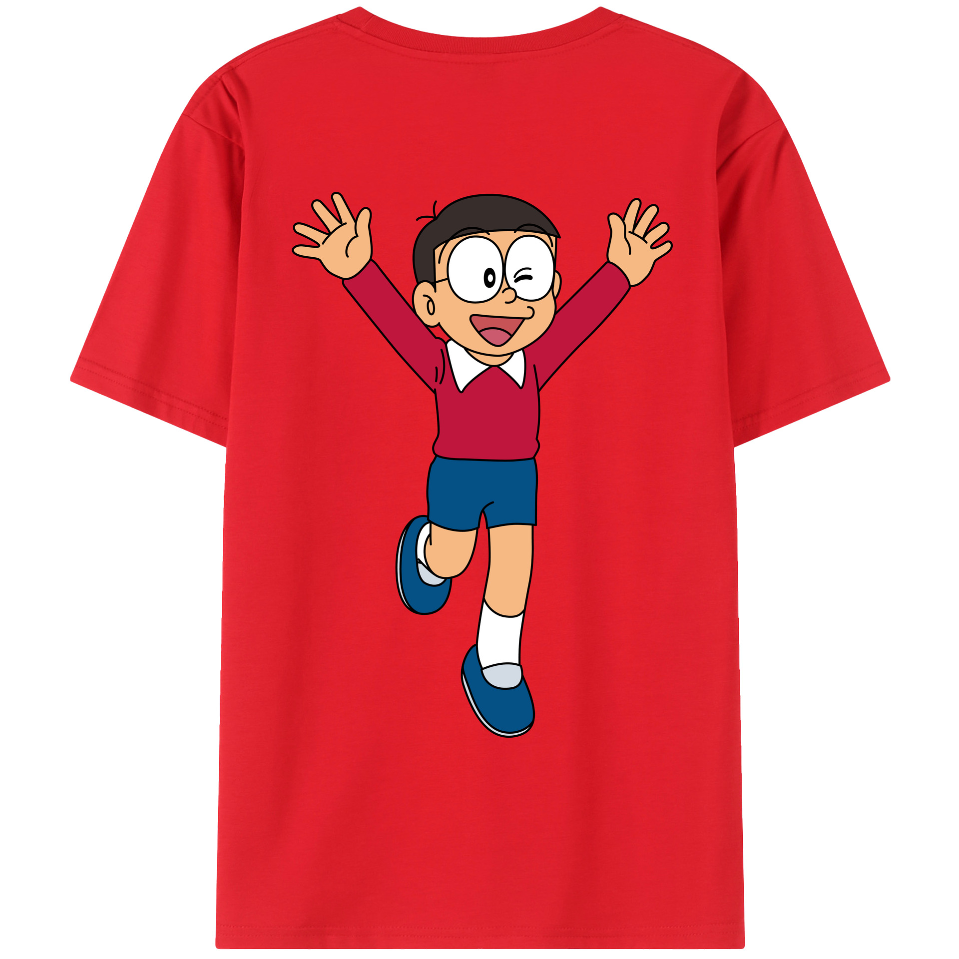 （画像用） ドラえもん 野比 のび太 Doraemon Nobita Nobi レディース半袖Tシャツ(バックプリント)