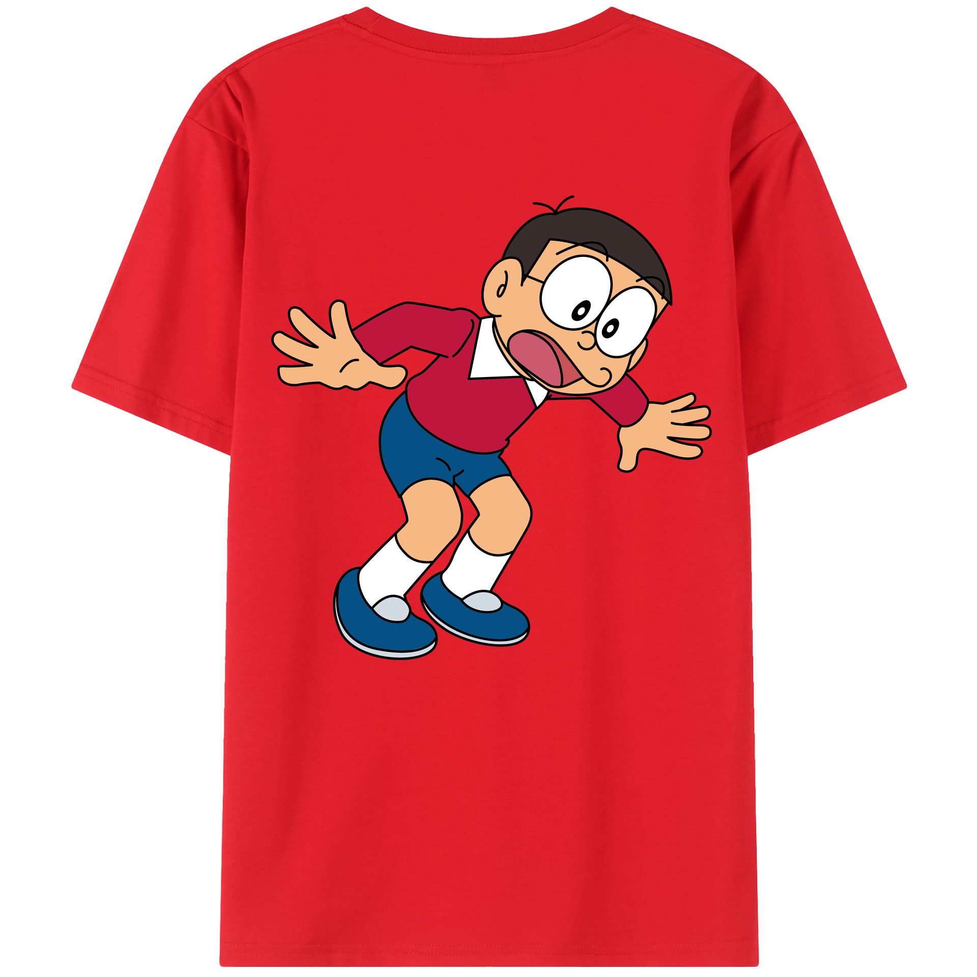 （画像用） ドラえもん 野比 のび太 Doraemon Nobita Nobi レディース半袖Tシャツ(バックプリント)