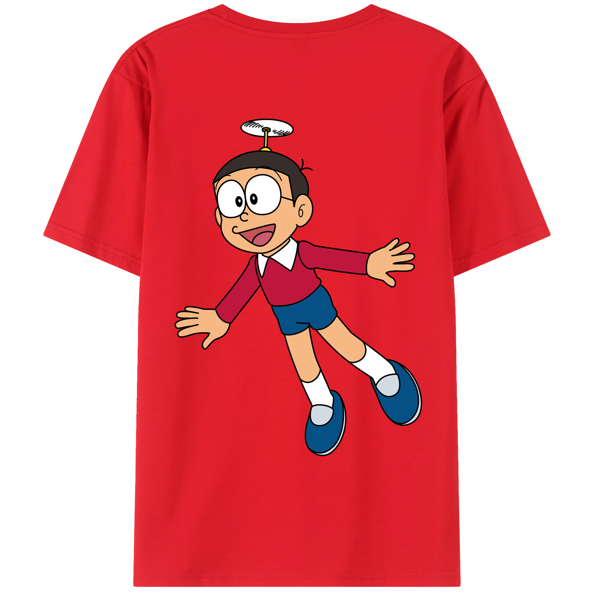 （画像用） ドラえもん 野比 のび太 Doraemon Nobita Nobi レディース半袖Tシャツ(バックプリント)