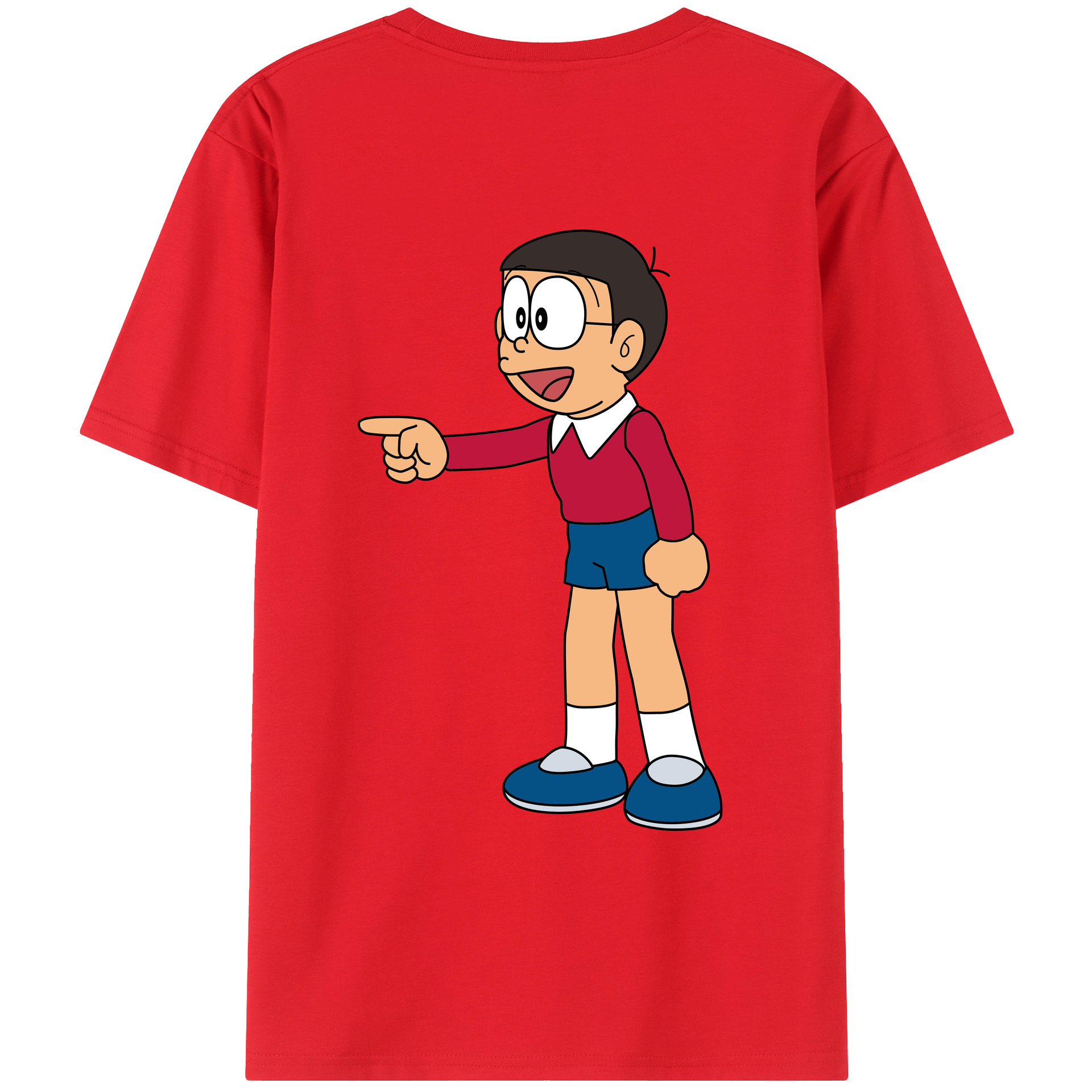 （画像用） ドラえもん 野比 のび太 Doraemon Nobita Nobi レディース半袖Tシャツ(バックプリント)