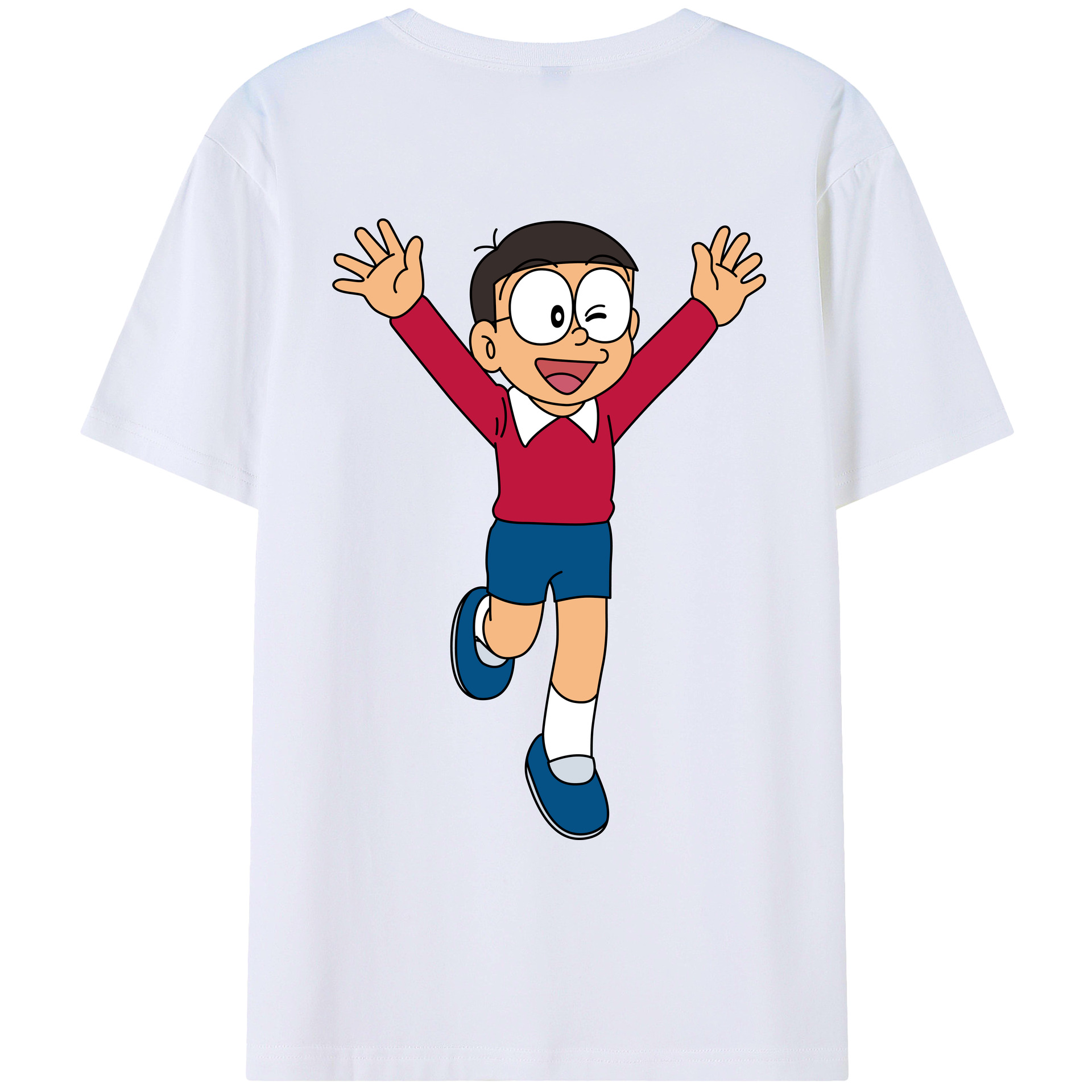 （画像用） ドラえもん 野比 のび太 Doraemon Nobita Nobi レディース半袖Tシャツ(バックプリント)