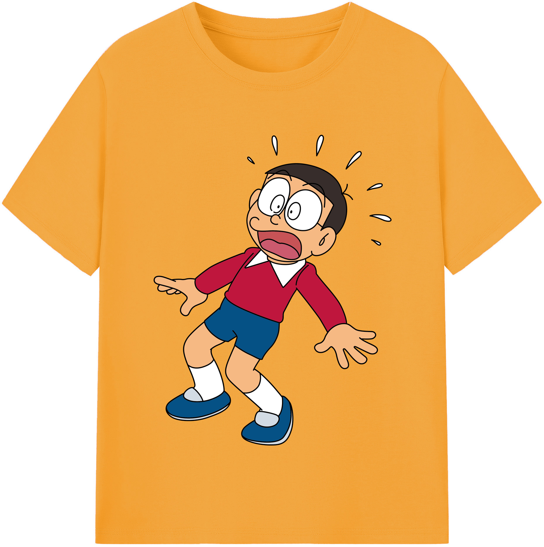 （画像用） ドラえもん 野比 のび太 Doraemon Nobita Nobi レディースカジュアルプリントTシャツ（綿100％）