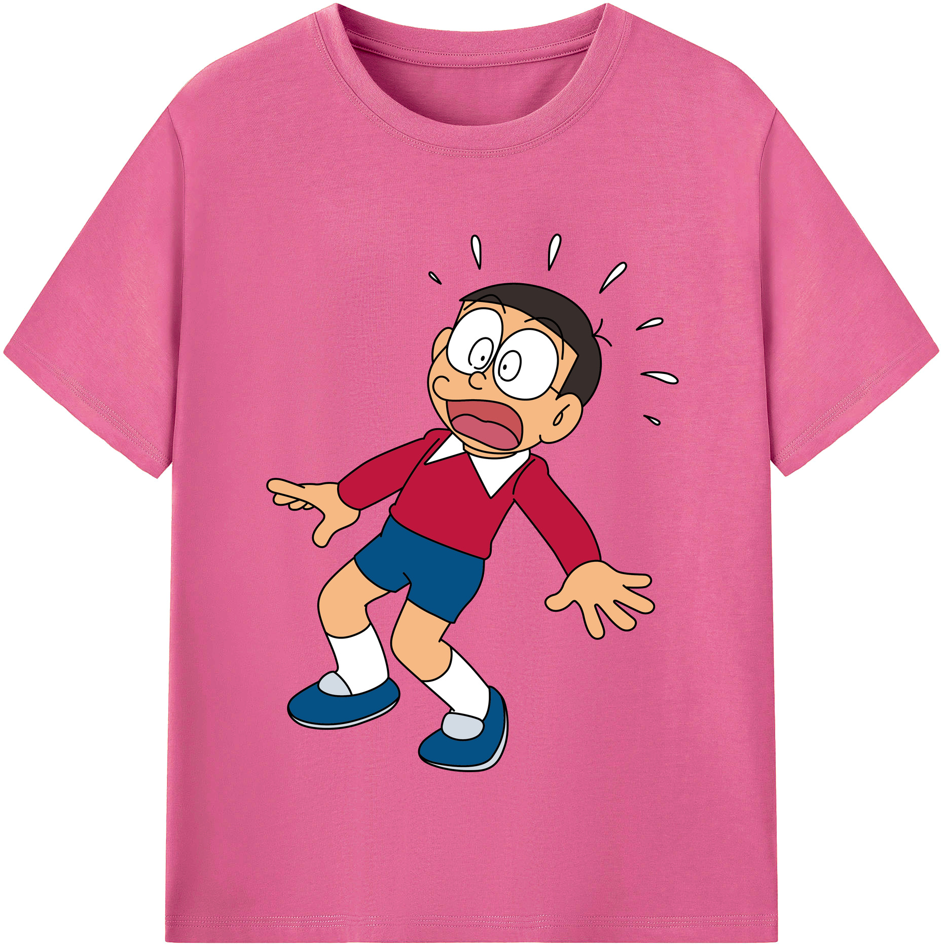 （画像用） ドラえもん 野比 のび太 Doraemon Nobita Nobi レディースカジュアルプリントTシャツ（綿100％）