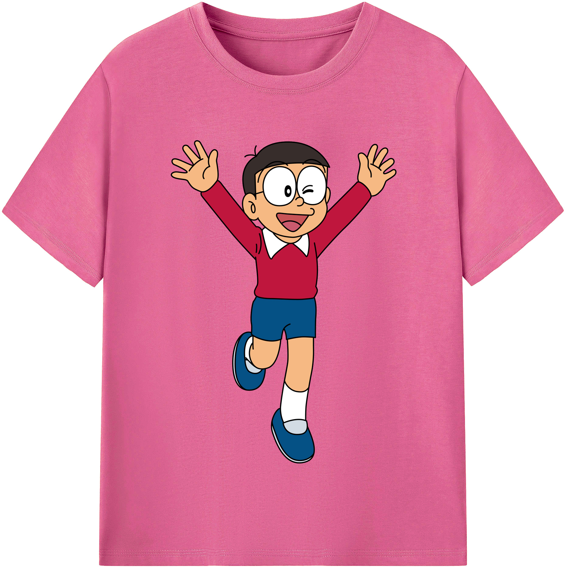 （画像用） ドラえもん 野比 のび太 Doraemon Nobita Nobi レディースカジュアルプリントTシャツ（綿100％）