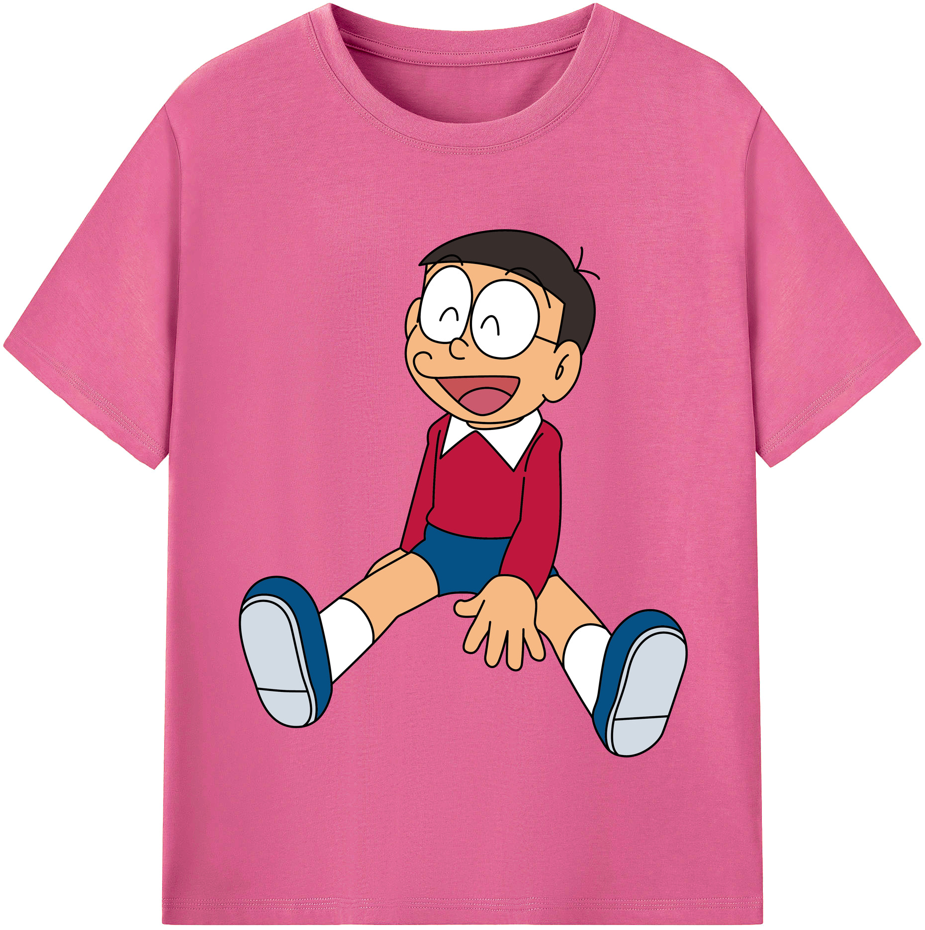 （画像用） ドラえもん 野比 のび太 Doraemon Nobita Nobi レディースカジュアルプリントTシャツ（綿100％）