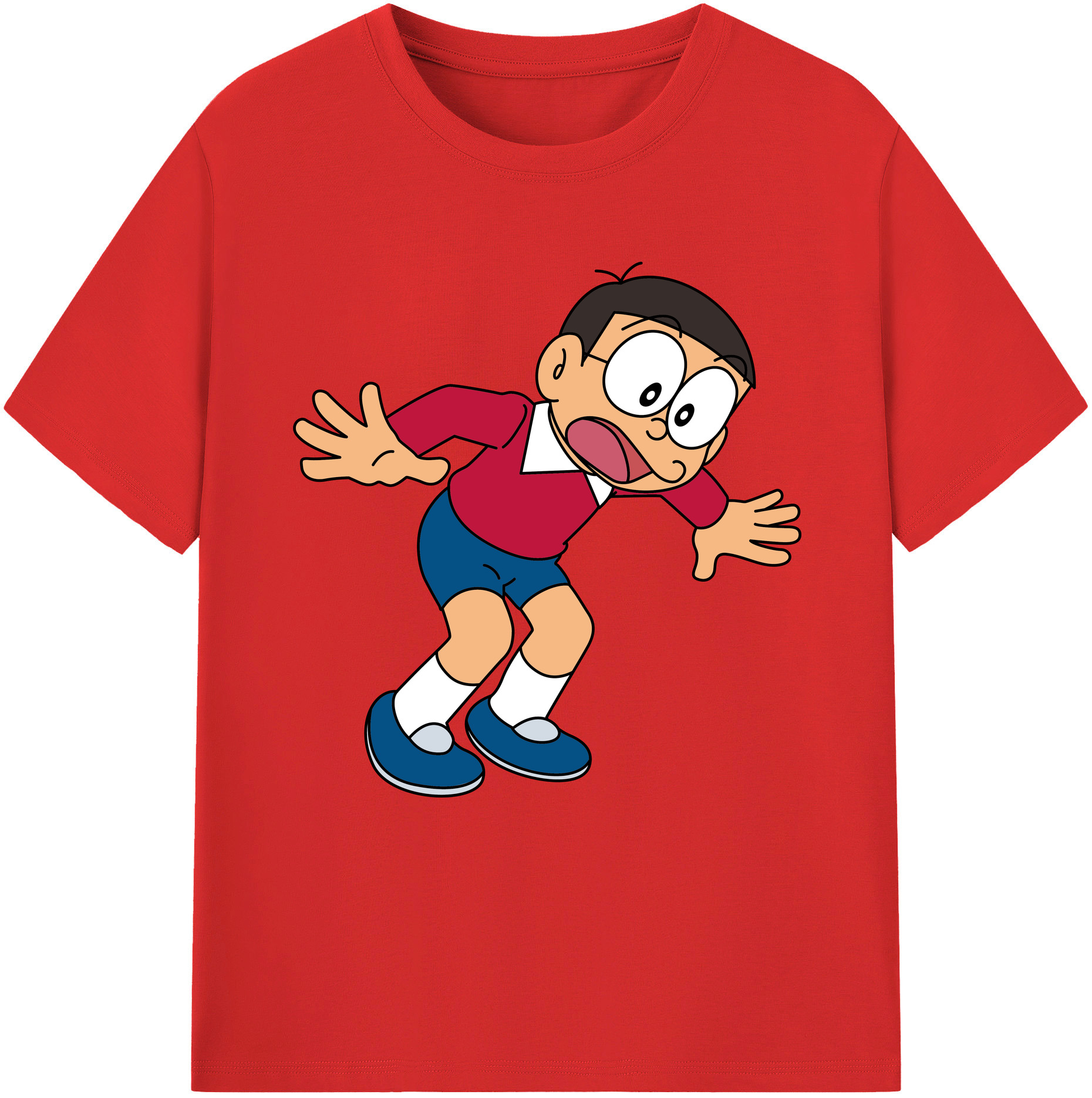（画像用） ドラえもん 野比 のび太 Doraemon Nobita Nobi レディースカジュアルプリントTシャツ（綿100％）