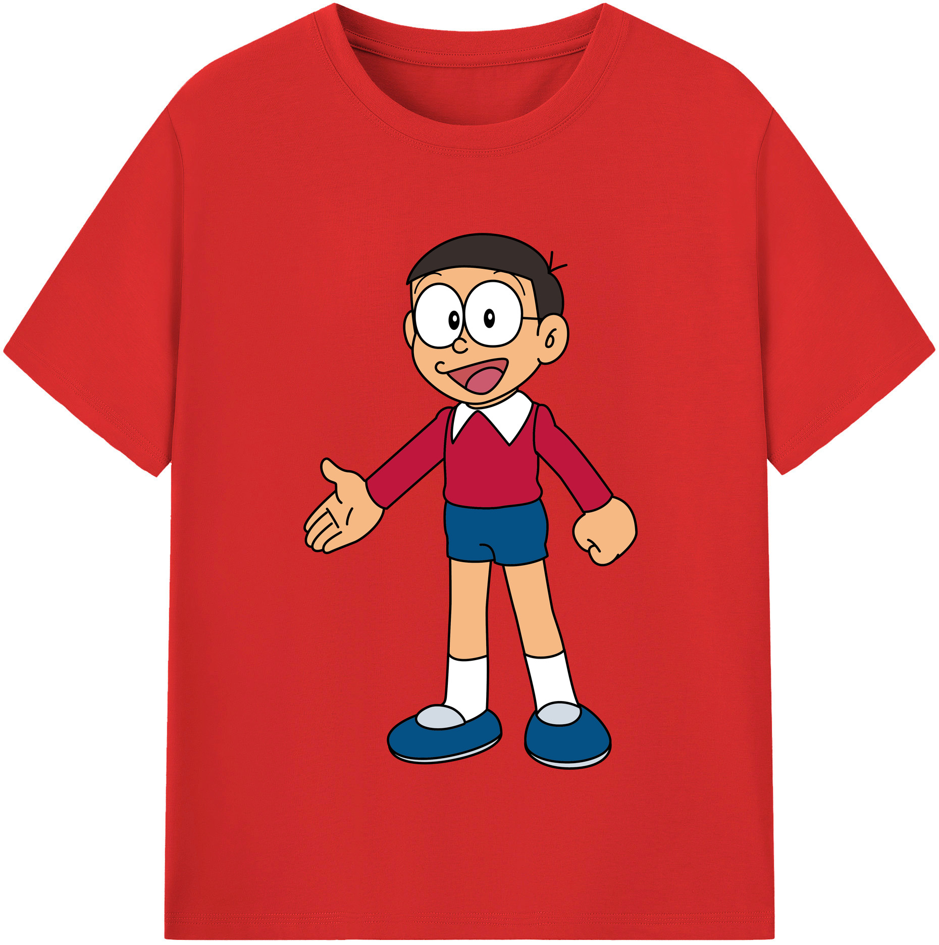 （画像用） ドラえもん 野比 のび太 Doraemon Nobita Nobi レディースカジュアルプリントTシャツ（綿100％）