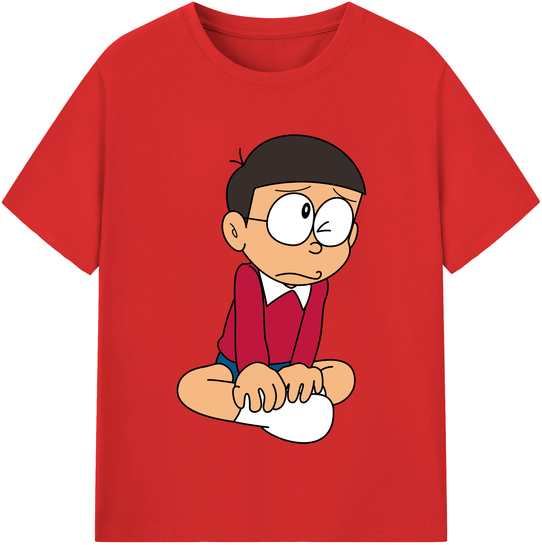 （画像用） ドラえもん 野比 のび太 Doraemon Nobita Nobi レディースカジュアルプリントTシャツ（綿100％）