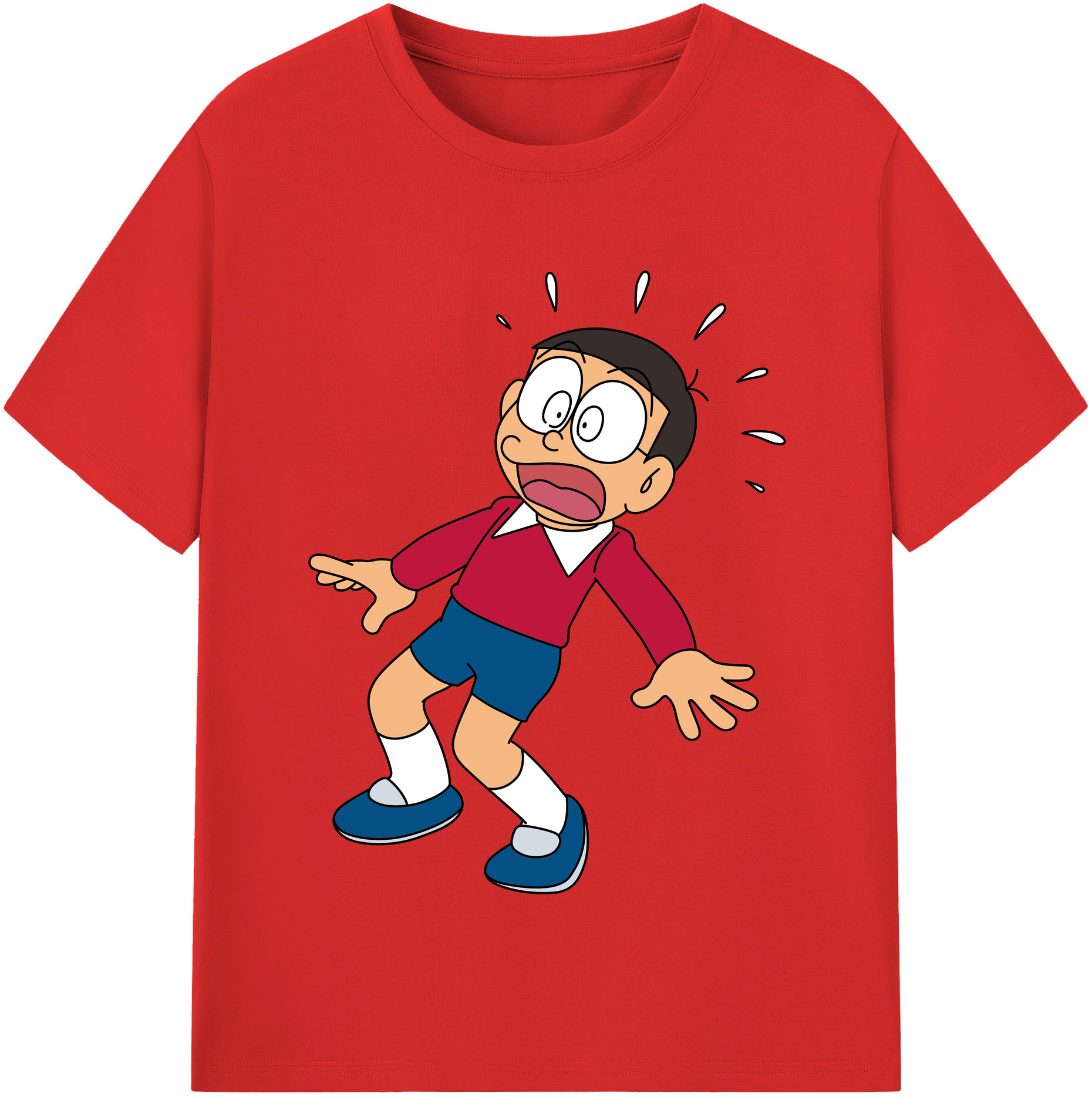 （画像用） ドラえもん 野比 のび太 Doraemon Nobita Nobi レディースカジュアルプリントTシャツ（綿100％）