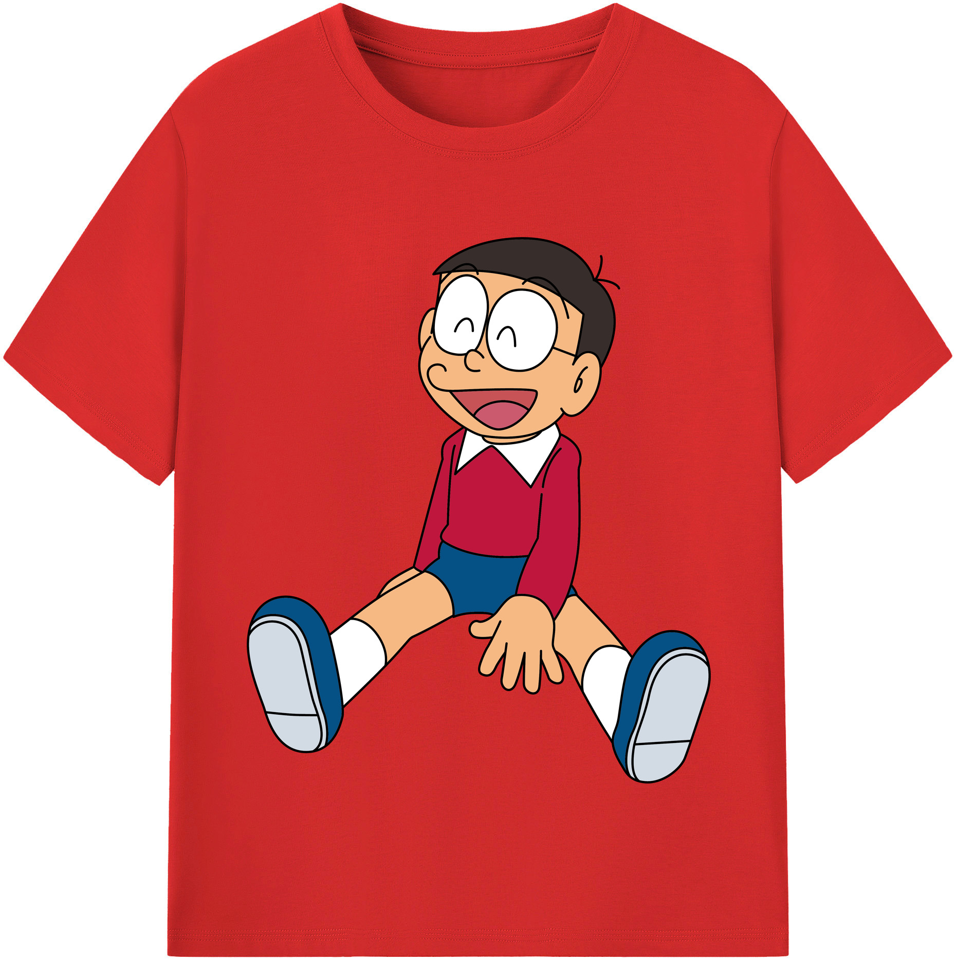 （画像用） ドラえもん 野比 のび太 Doraemon Nobita Nobi レディースカジュアルプリントTシャツ（綿100％）