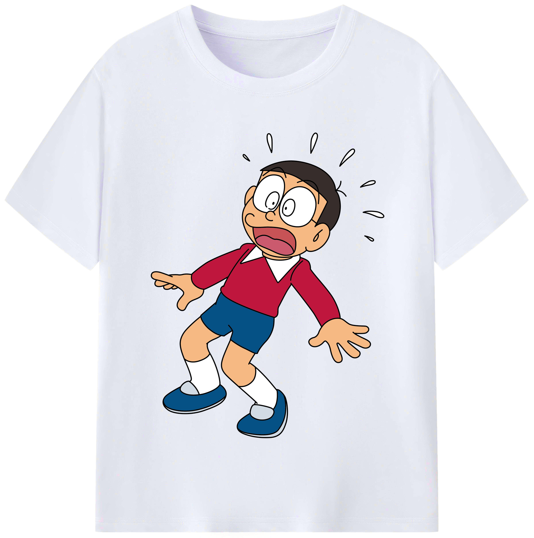 （画像用） ドラえもん 野比 のび太 Doraemon Nobita Nobi レディースカジュアルプリントTシャツ（綿100％）