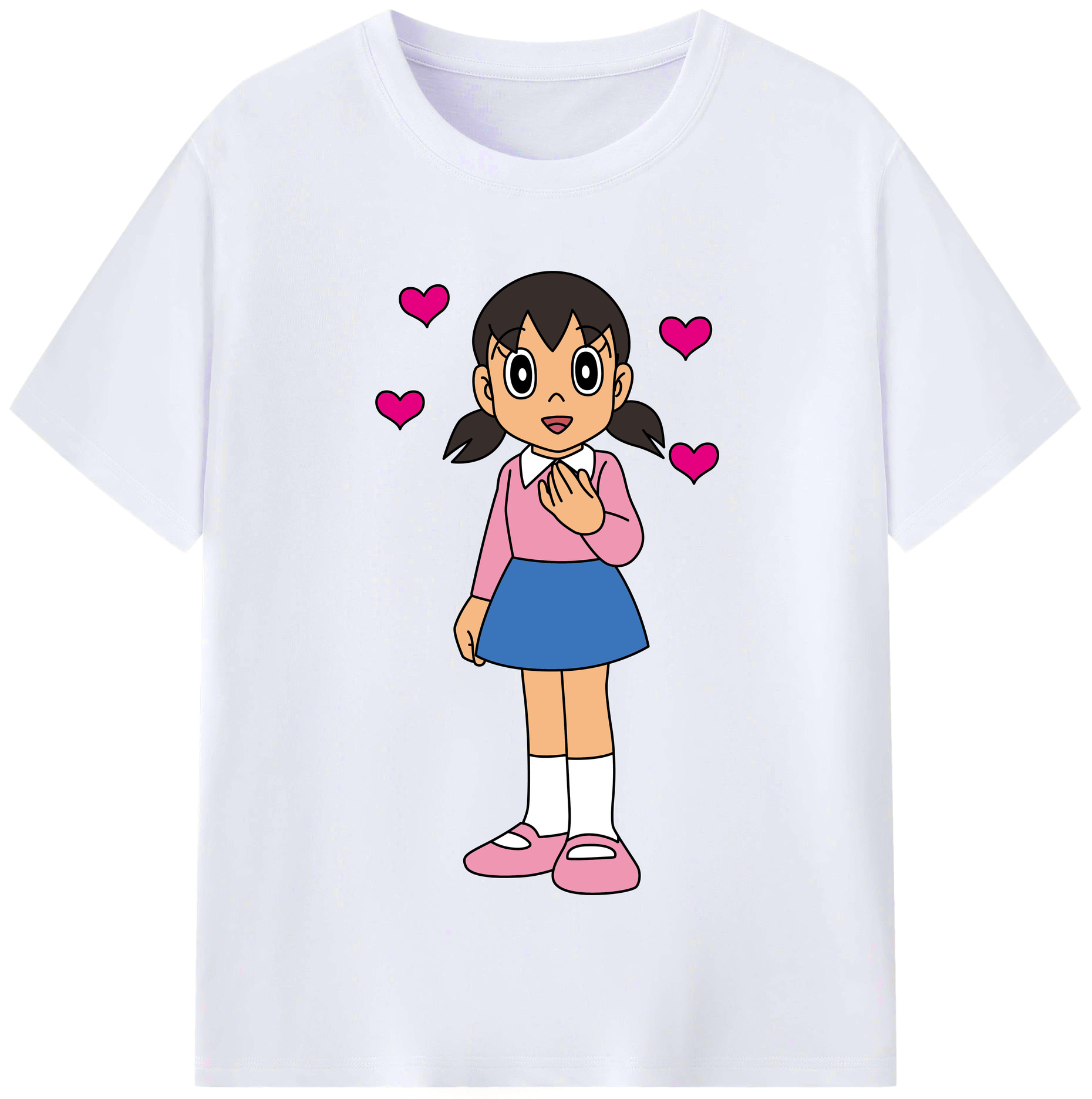 （画像用） ドラえもん みなもと しずか Doraemon Shizuka Minamoto レディースカジュアルプリントTシャツ（綿100％）