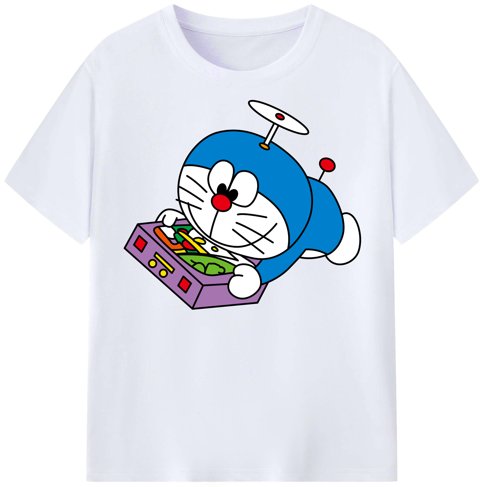 （画像用） ドラえもん Doraemon レディースカジュアルプリントTシャツ（綿100％）