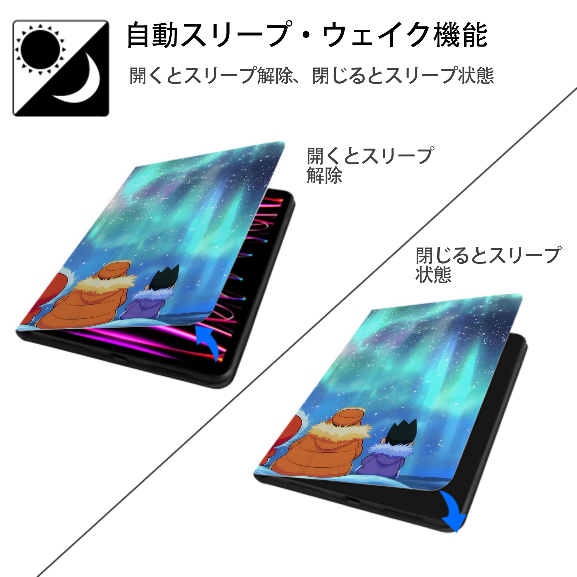 ドラえもん Doraemon IPad ケース ブック型 PUレザー TPU 耐衝撃 軽量 薄型 ペン収納なし 全面保護 IPad 各モデル対応