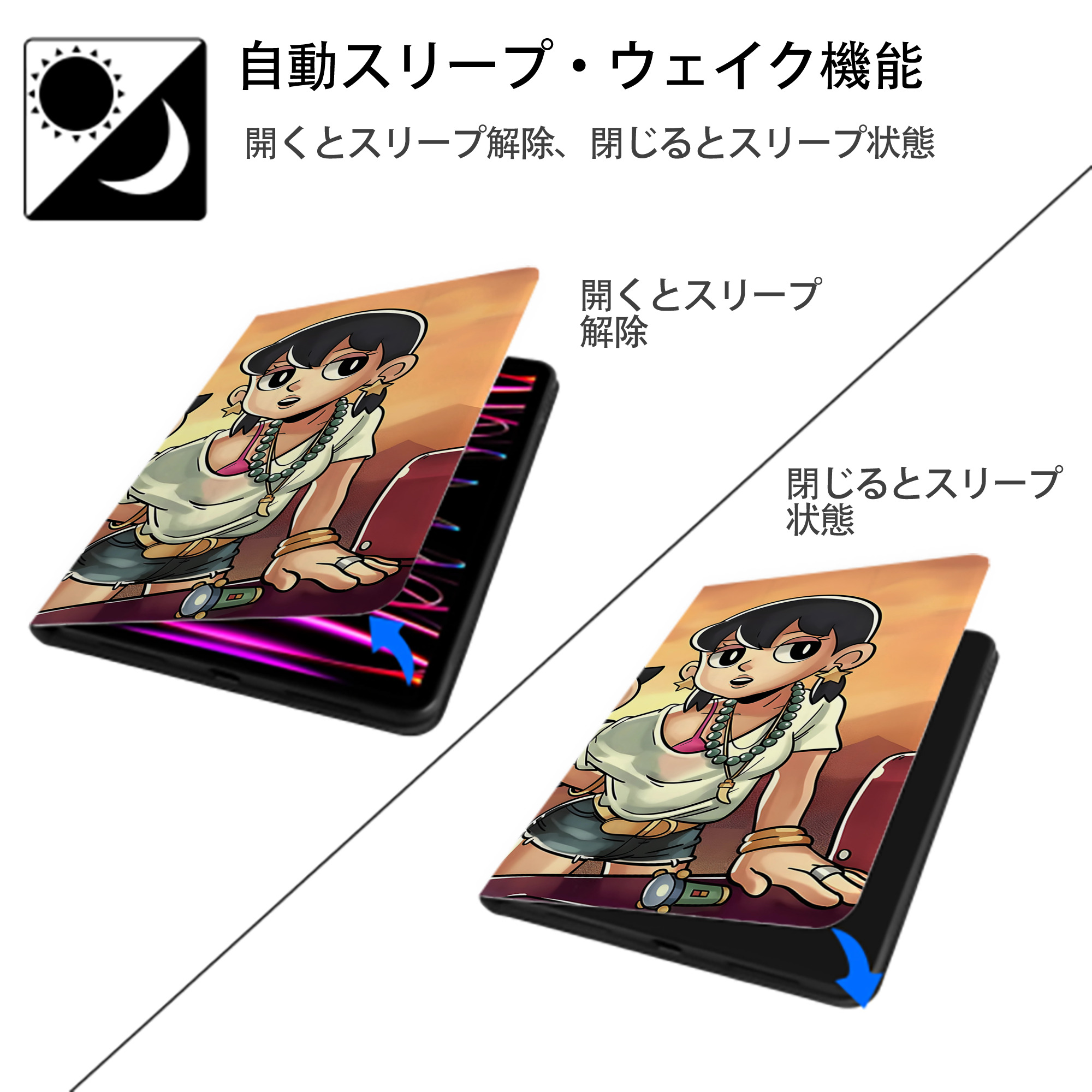 ドラえもん Doraemon IPad ケース ブック型 PUレザー TPU 耐衝撃 軽量 薄型 ペン収納なし 全面保護 IPad 各モデル対応