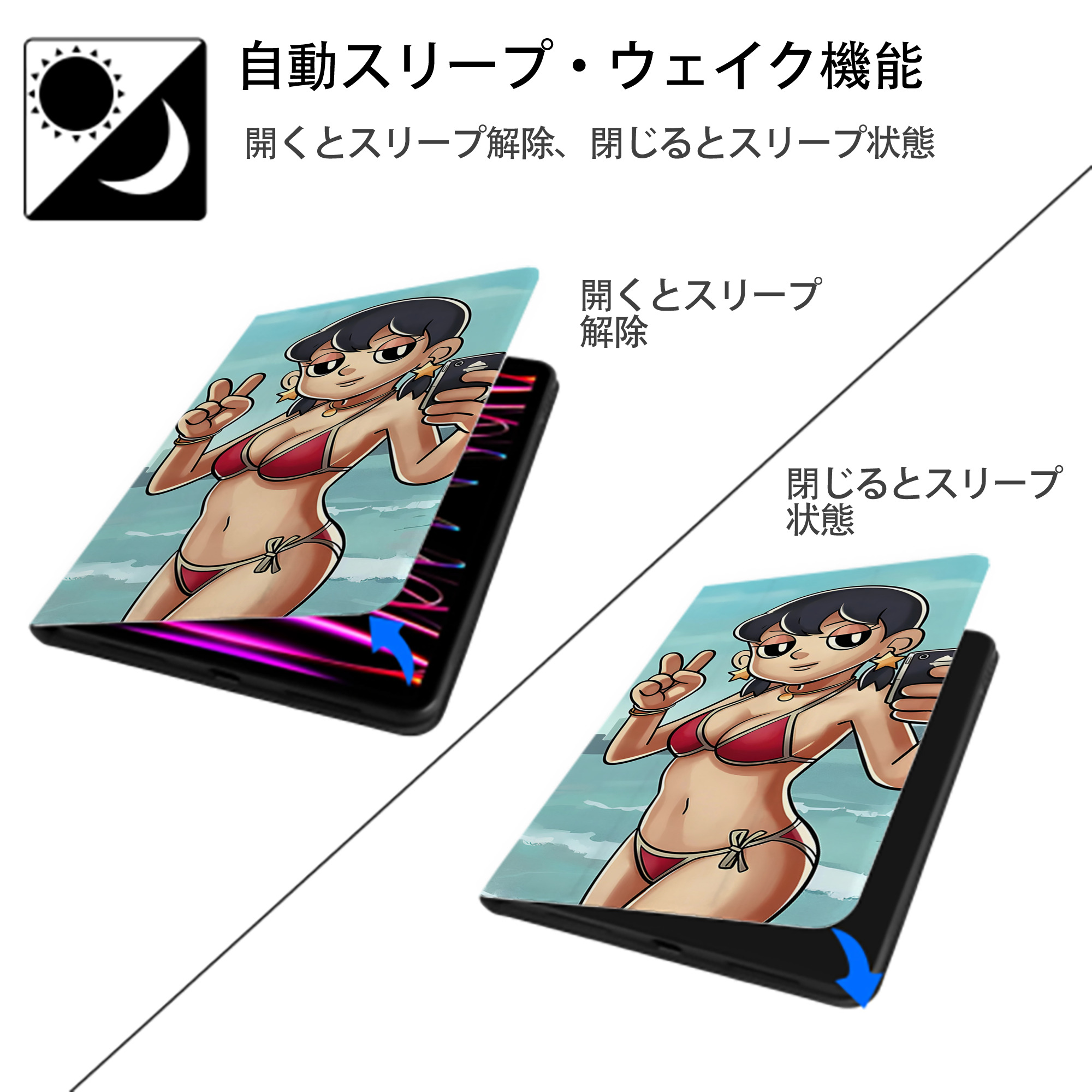 ドラえもん Doraemon IPad ケース ブック型 PUレザー TPU 耐衝撃 軽量 薄型 ペン収納なし 全面保護 IPad 各モデル対応