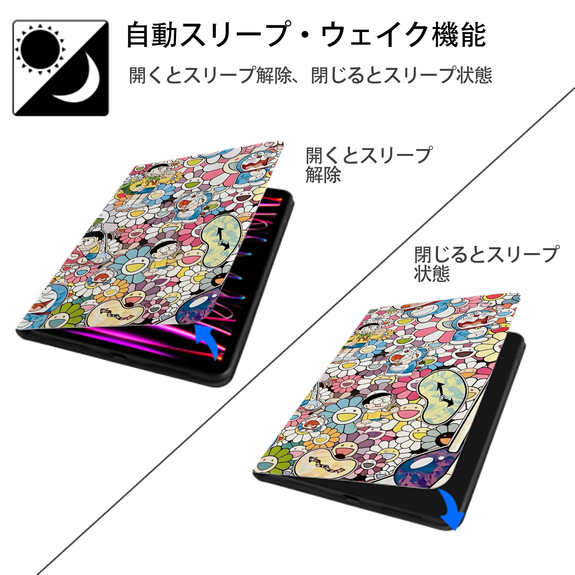 ドラえもん Doraemon IPadケース ペンホルダー付き ブックスタイルデザイン