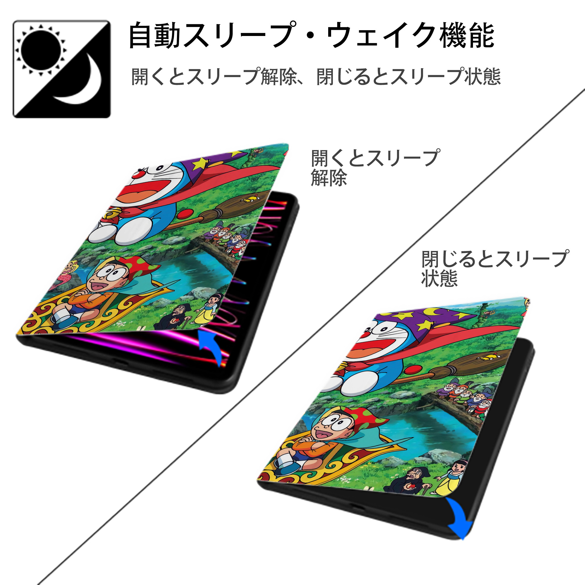 ドラえもん Doraemon IPadケース ペンホルダー付き ブックスタイルデザイン