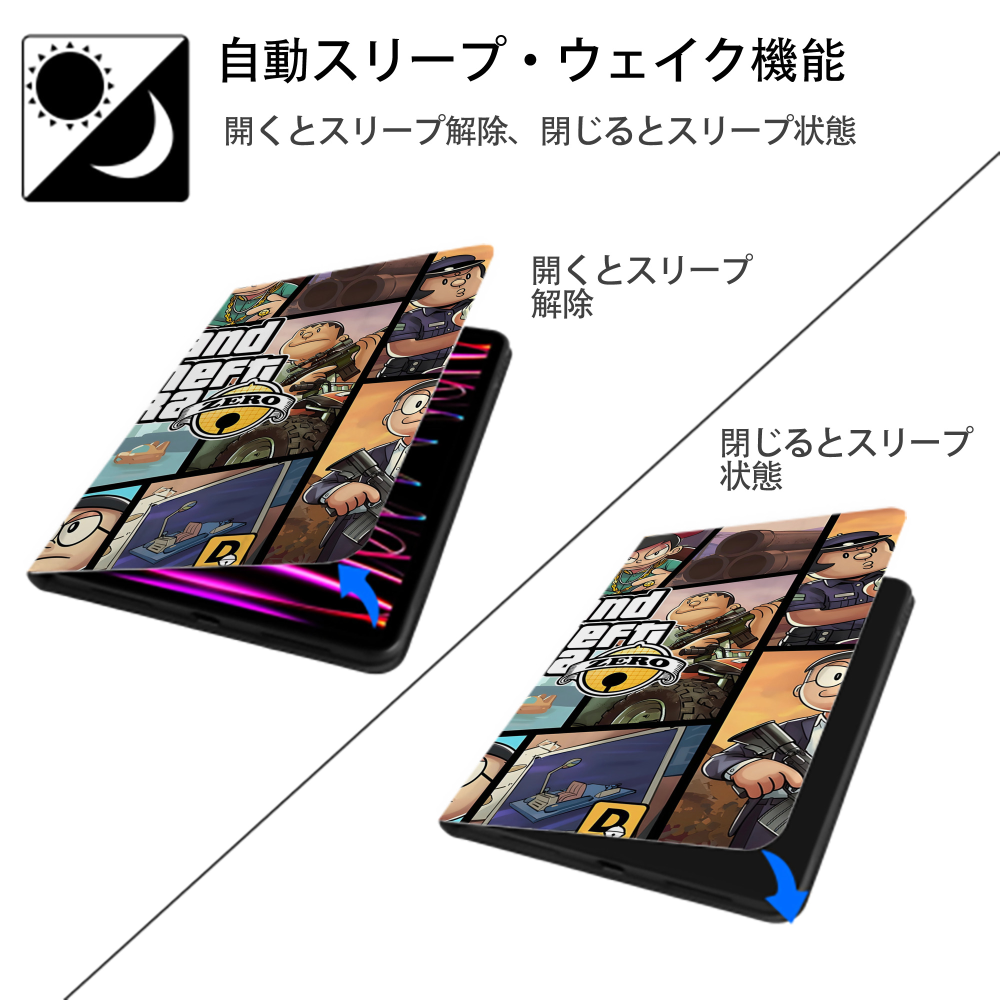 ドラえもん Doraemon IPadケース ペンホルダー付き ブックスタイルデザイン