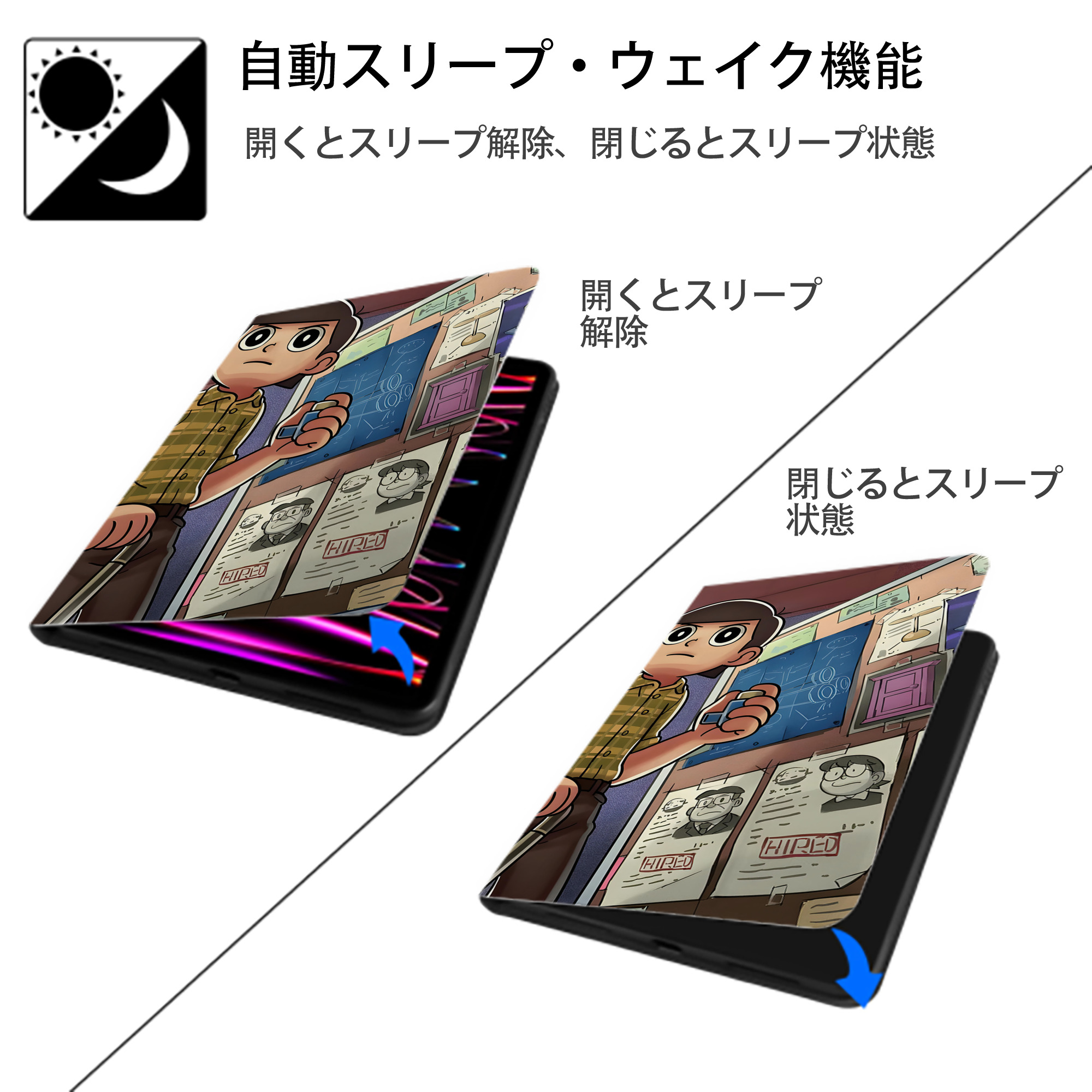 ドラえもん Doraemon IPadケース ペンホルダー付き ブックスタイルデザイン