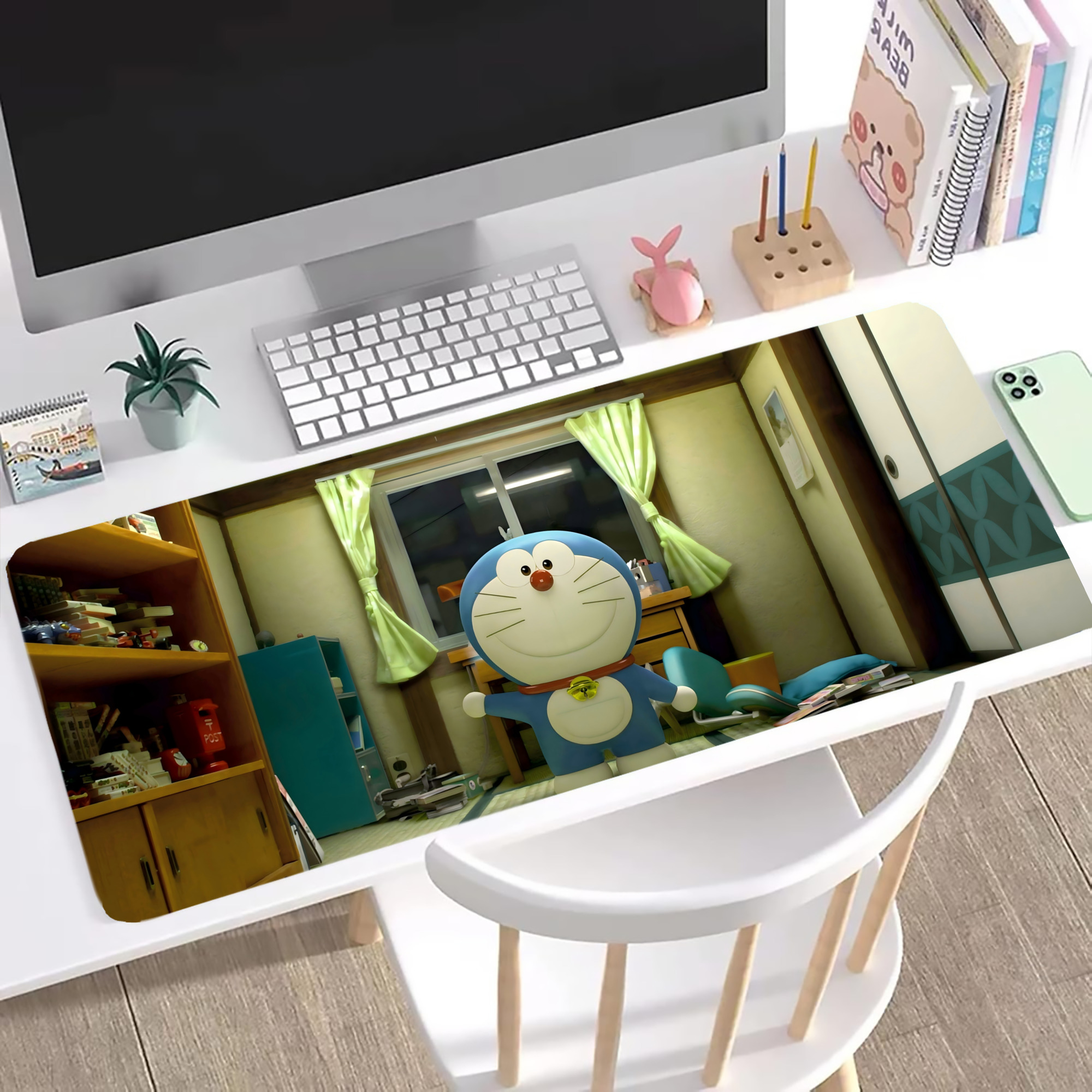 （画像用） ドラえもん Doraemon ステッチ加工 大判デスクマット／滑り止めマウスパッド