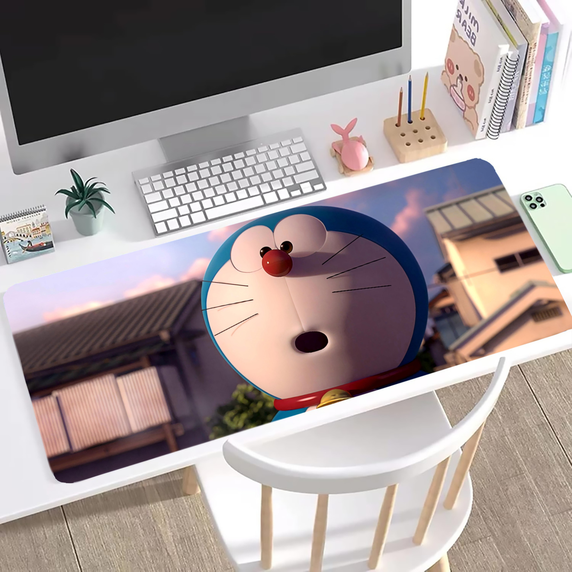 （画像用） ドラえもん Doraemon ステッチ加工 大判デスクマット／滑り止めマウスパッド