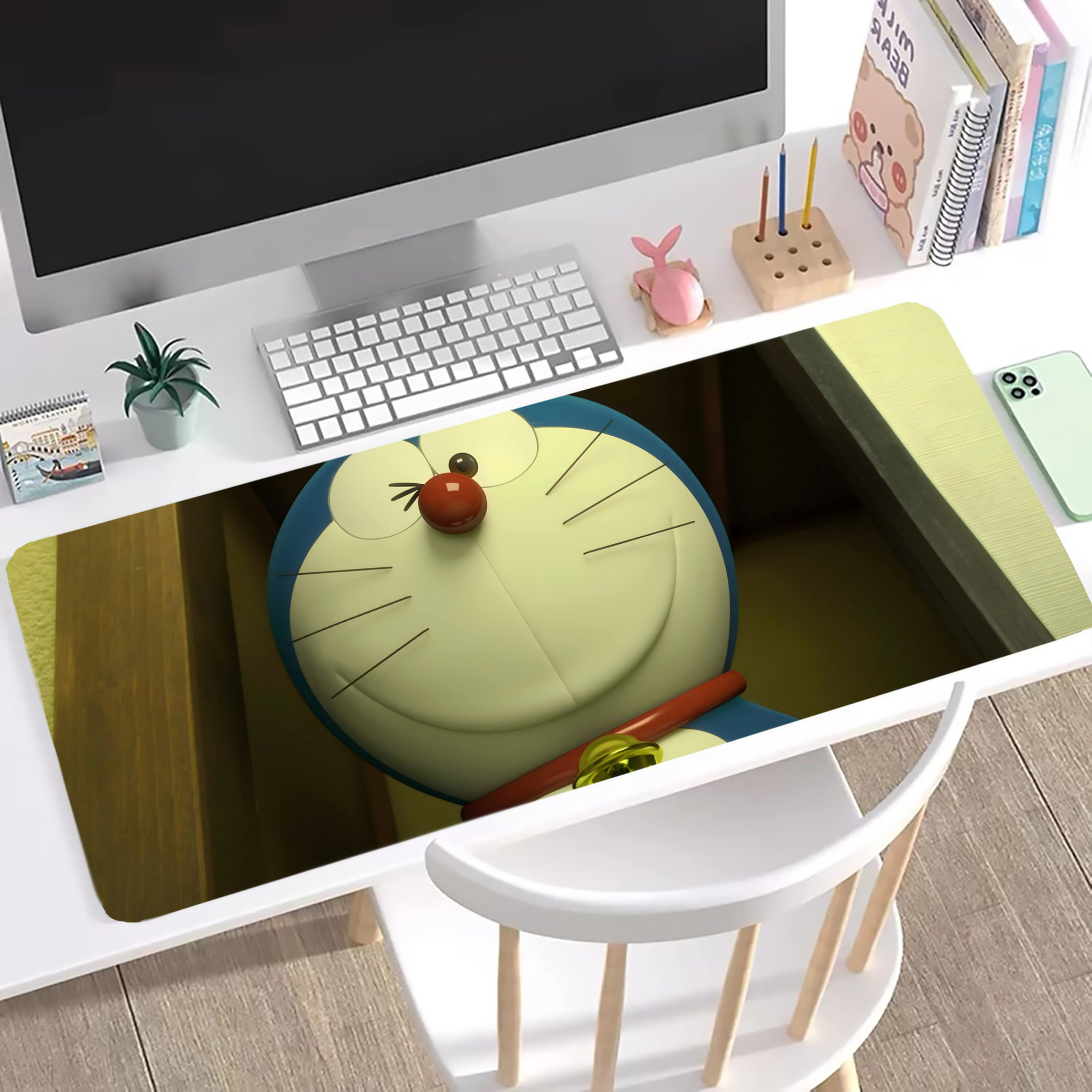 （画像用） ドラえもん Doraemon ステッチ加工 大判デスクマット／滑り止めマウスパッド